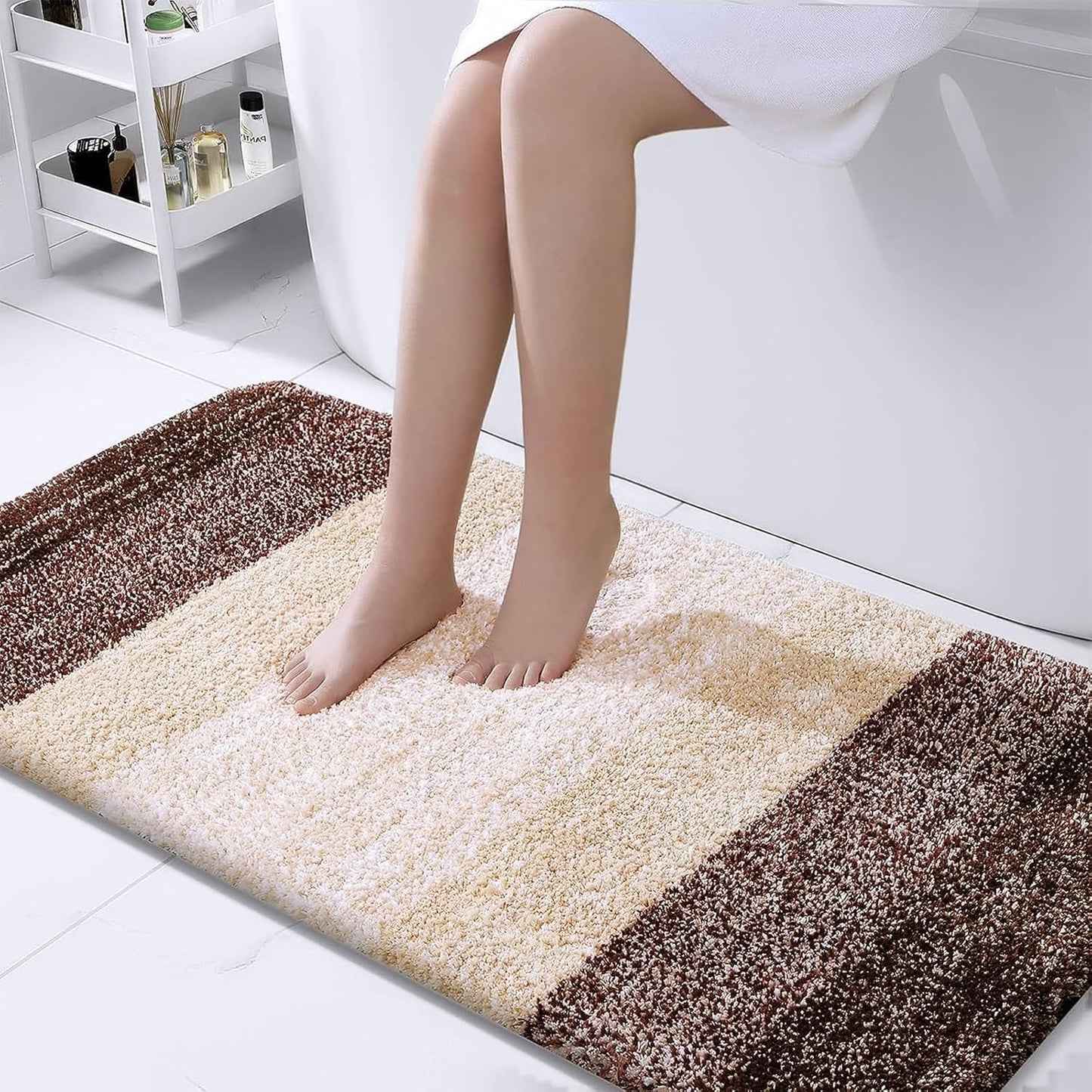 OLANLY Bathroom Runner Rugs 47x24, Extra Soft Absorbent Microfiber Bath Rugs, Rubber Backing, Quick Dry, Machine Washable Bath Mats for Bathroom Floor, Tub and Shower, Home Decor Accessories, Brown