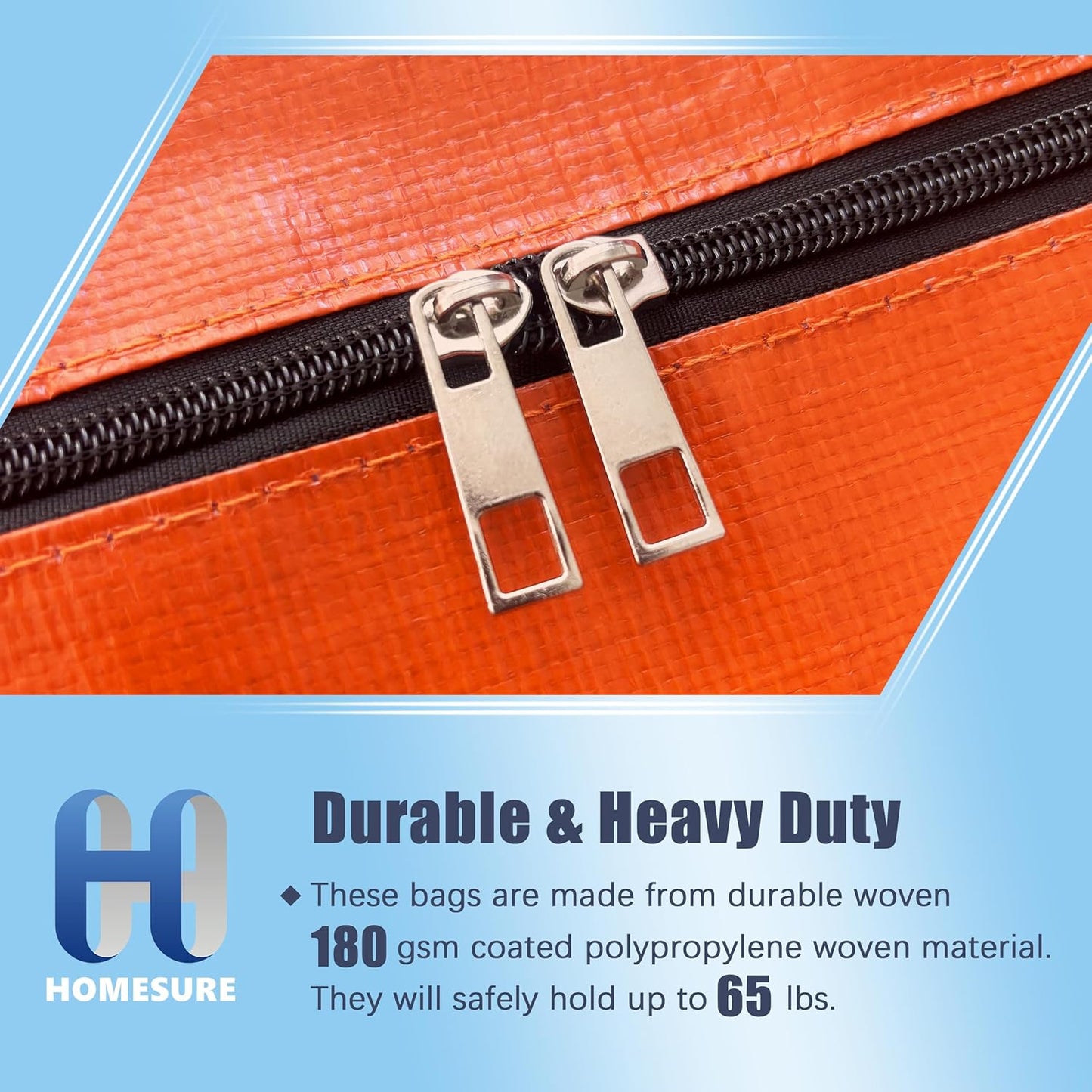 8 Pack Large Strong Moving Bags with Zippers & Carrying Handles - Water-Resistant - Heavy Duty Storage Tote for Space Saving, Fold Flat, Alternative to Moving Box (Orange)