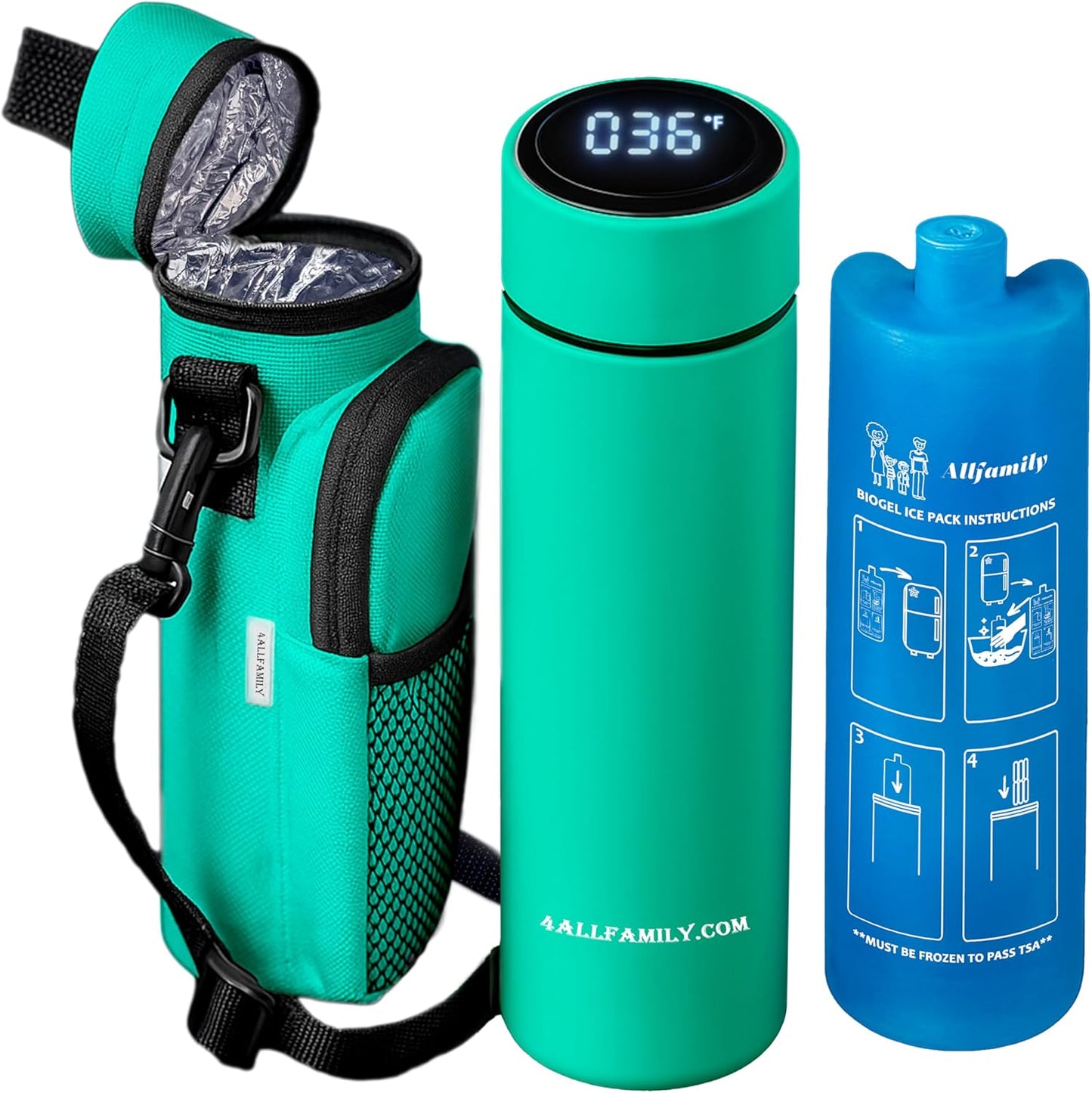 4ALLFAMILY Insulin Pens Cooler Travel CASE Medicine Cooler Box EpiPen Carry Medical Bag TSA Approved Diabetic Travel case with Biogel Ice Pack (Medium) (Medium Pro Turquoise)