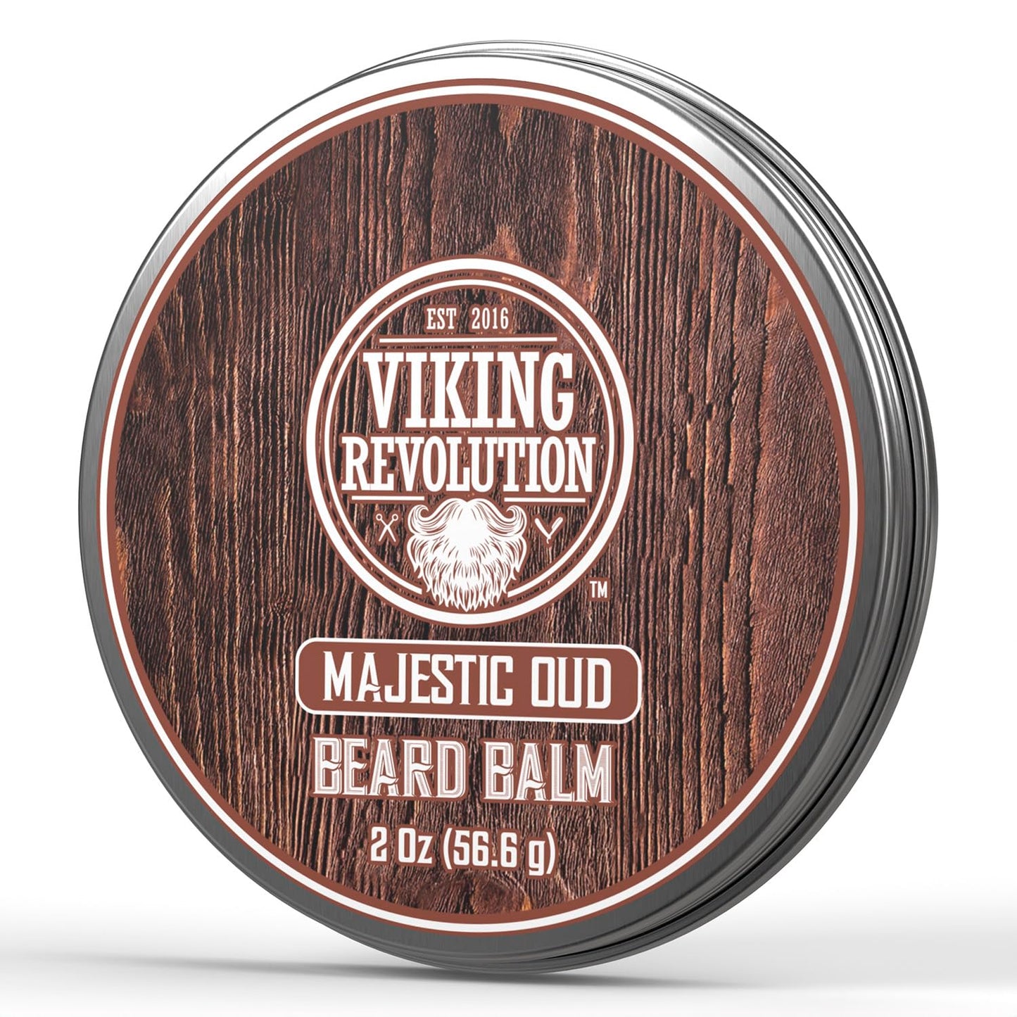 Viking Revolution Majestic Oud Beard Balm - Argan & Jojoba Beard Butter, Softener & Moisturizer with Beeswax - Wax for Men (2oz, 1 Pack)