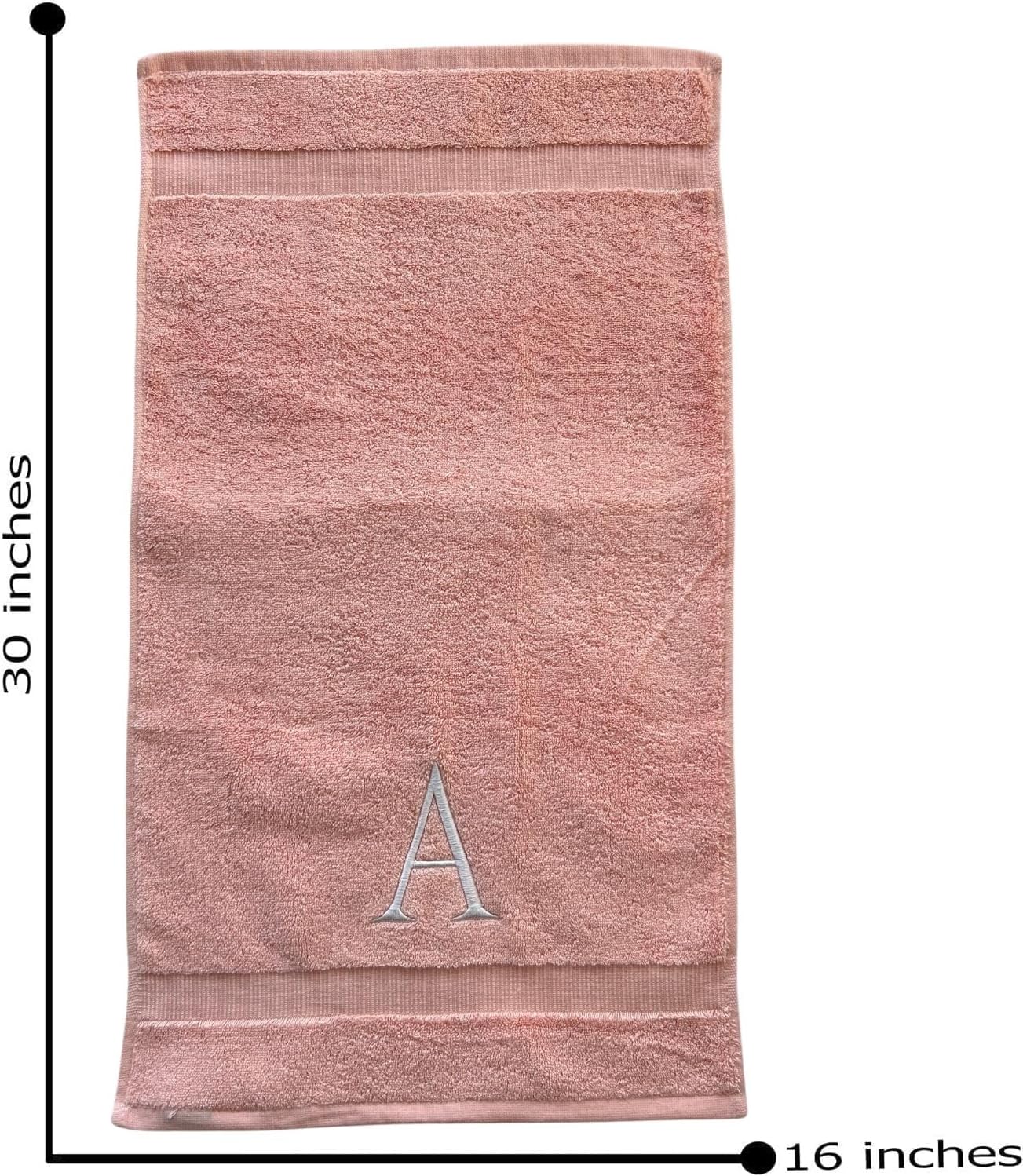 Pink Initial Hand Towel for Bathroom - Monogrammed Luxury Hotel Quality Decorative Embroidered Towel for Powder Room, Spa - GOTS Organic Certified - Set of 2 Letter P