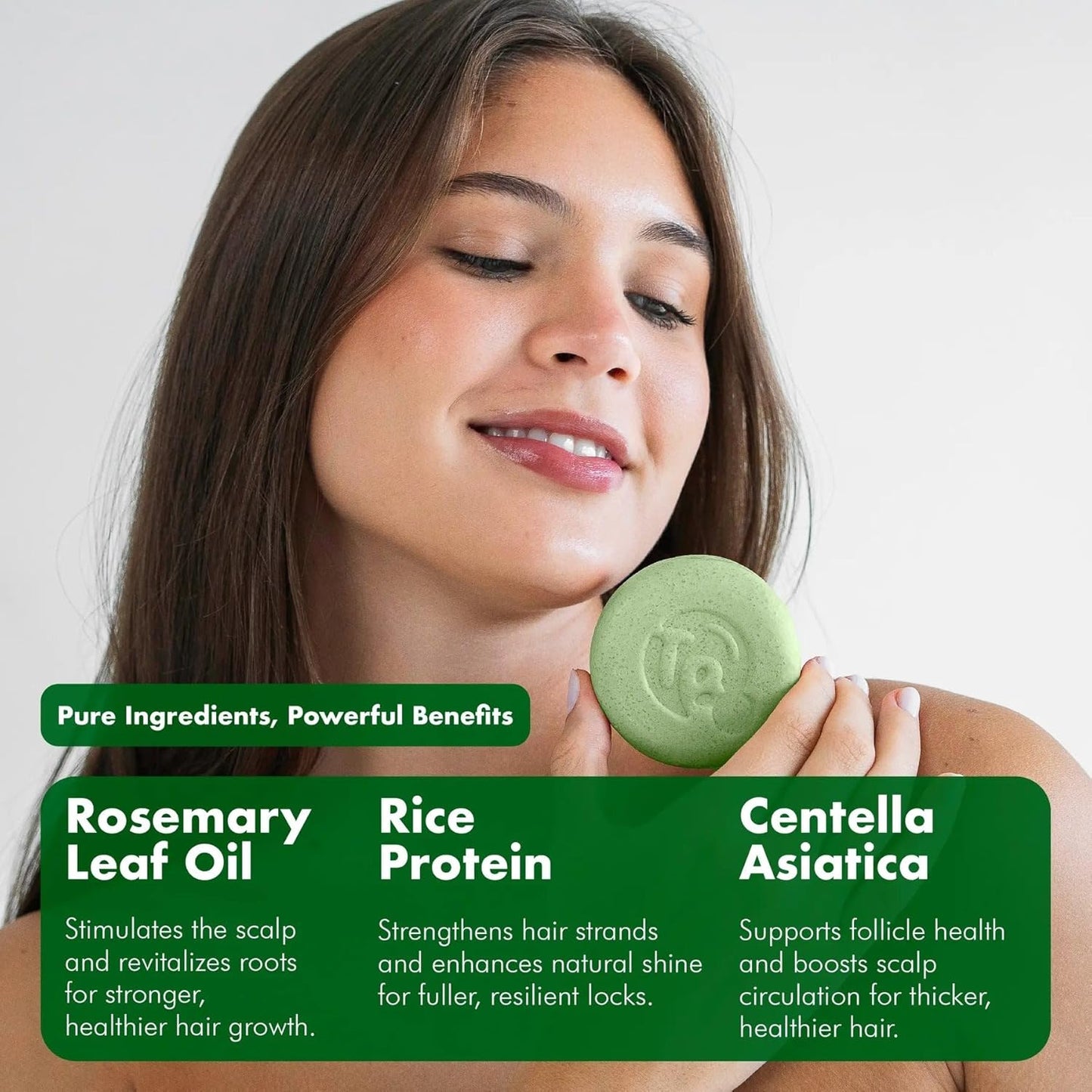 Tree Bottle Rosemary Shampoo Bar with Rice Water & Centella Asiatica Extract - For Volumizing & Fuller Hair - Shampoo for Women and Men - Free of Parabens & Sulfates - Made in USA - 4.5oz