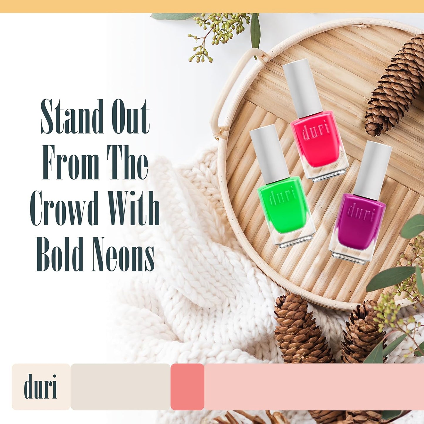 duri Trio Neon Nail Polish Set - GBD201 Neon Favorites, Matte Finish, Quick Drying, 0.45 Fl Oz each