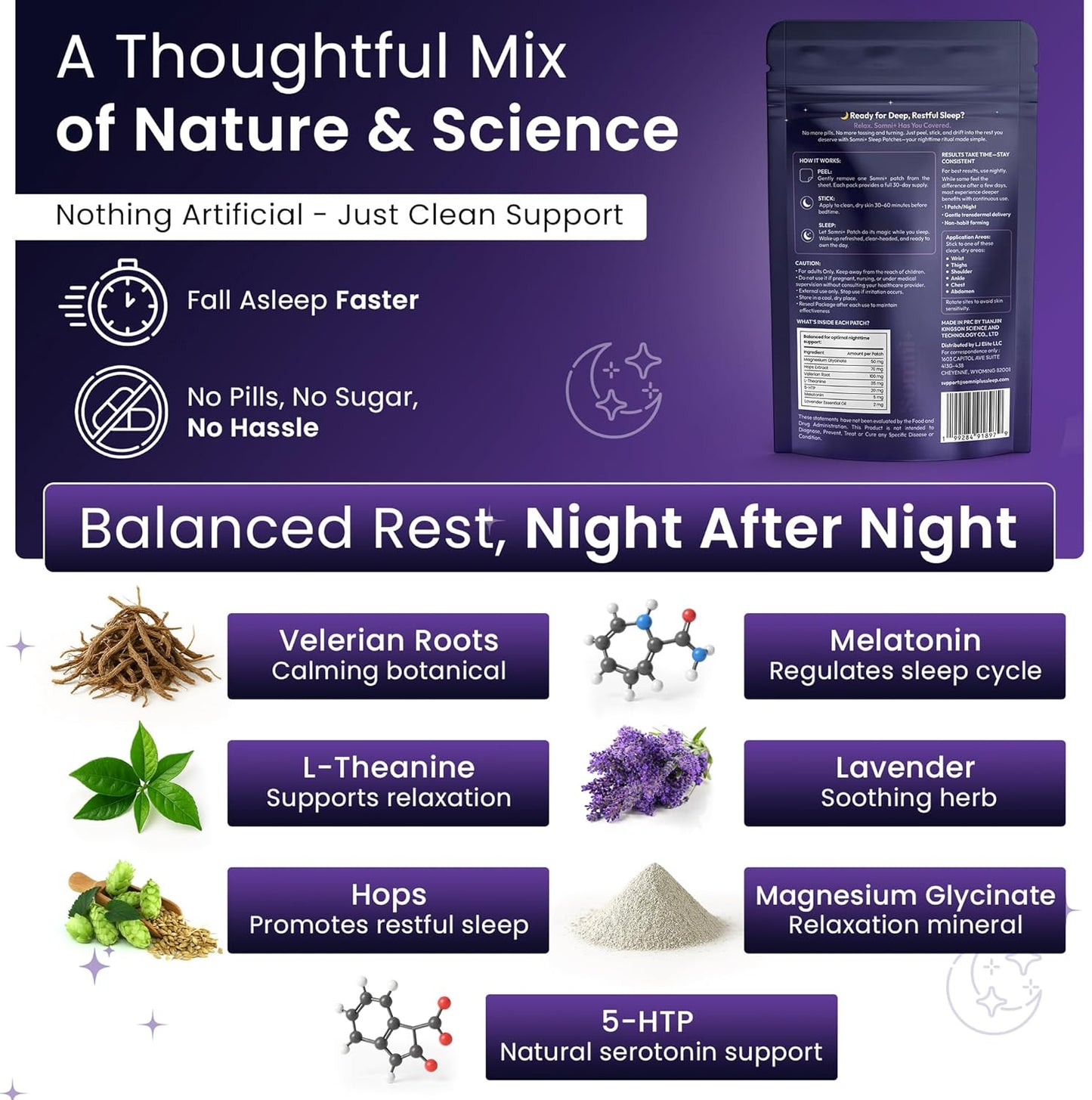 Somni+ Sleep Patches for Adults | Extra Strength Melatonin Sleep Patch | Natural, Drug-Free, Non-Habit Forming | Supports Restful Sleep | Long Lasting Effect | Wake Up Refreshed | 30 Sleep Patches