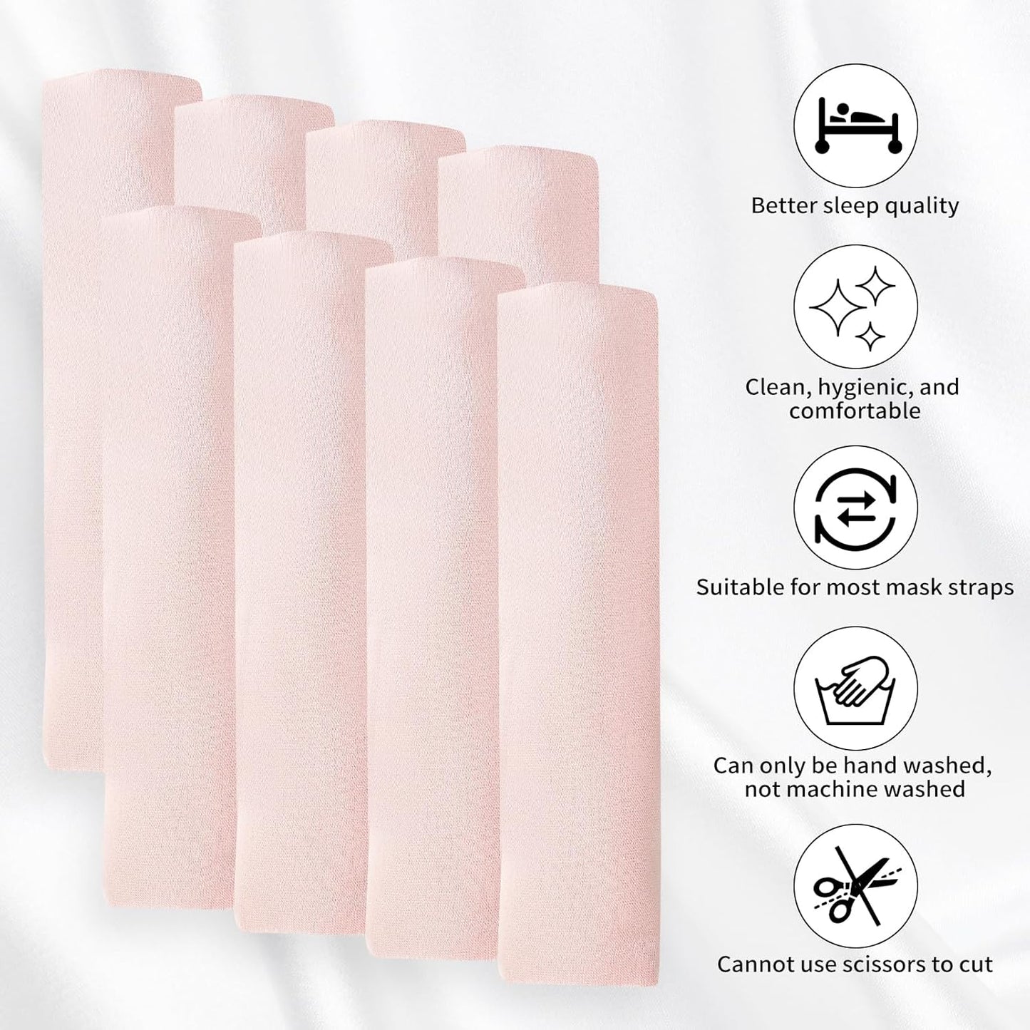 8 Packs Satin Strap Covers Breathable Headgear Strap Covers, Strap Cushions Universal and Reusable Strap Covers, Soft Strap Pads for Reduce Red Marks