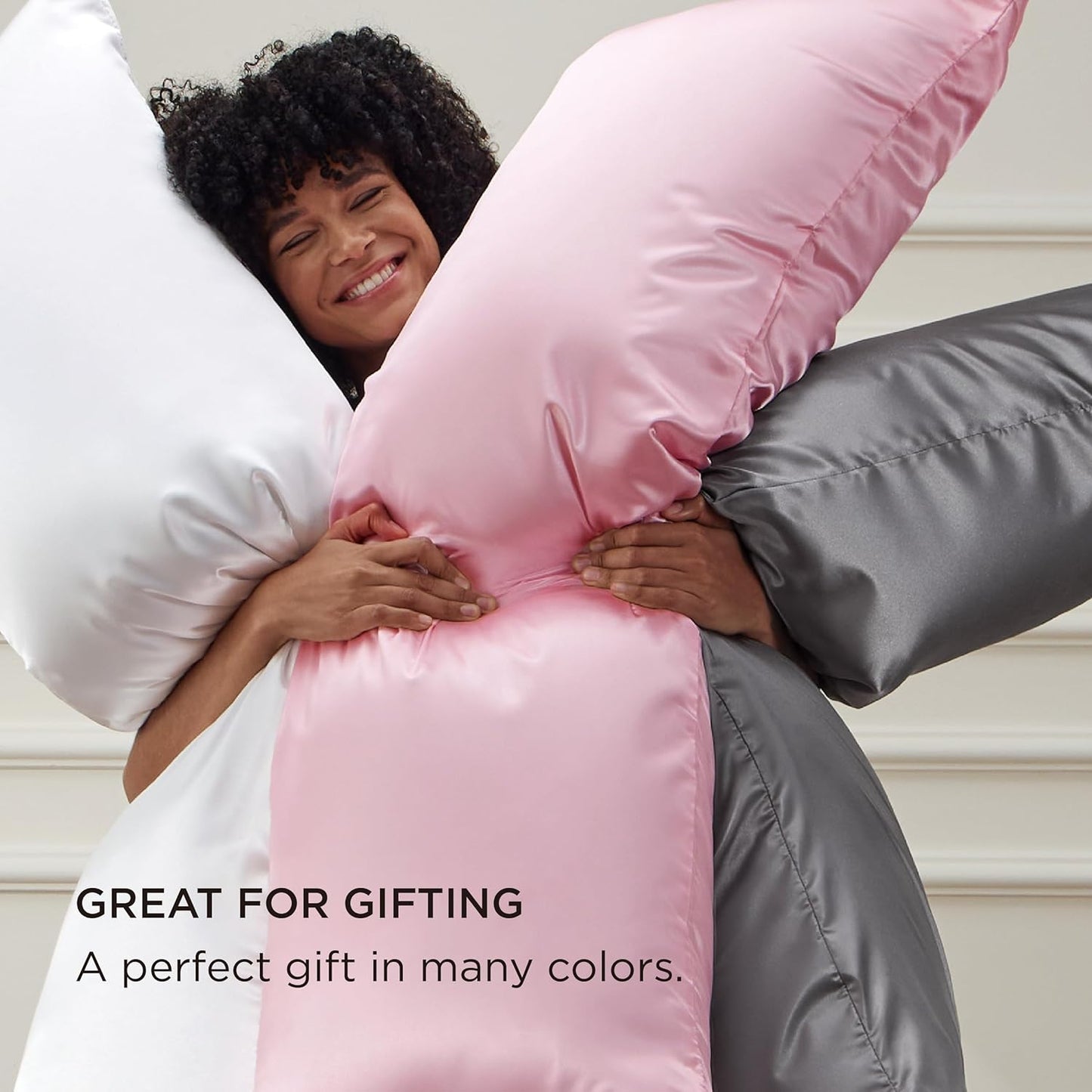 Bedsure Body Pillow Cover 20x54 Inches - Pink Satin Similar to Silk Pillowcase for Hair and Skin, Cooling and Silky Long Body Pillow Pillowcase with Envelope Closure, Gifts for Women Men