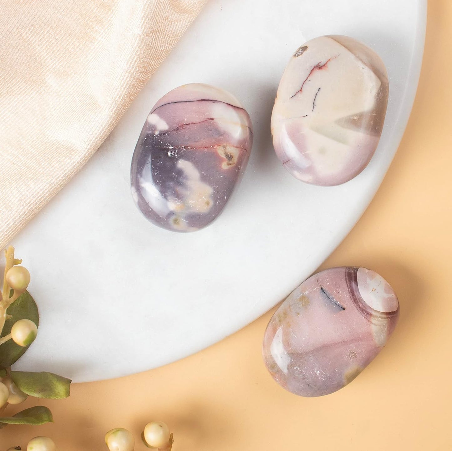 Crocon 50mm Pink mookaite Large Palm Stone 900+ Carats Pocket Worry Stones for Natural Chakra Balancing Reiki Healing Stones and Crystal Healing Spa Energy Crystals Gifts for Women