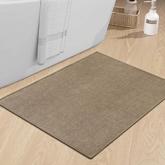 chakme Bathroom Rugs Mat 36x25, Ultra Thin Non Slip Bath Mat Large Quick Dry Absorbent Bath Mat for Bathroom Floor, (Dark Beige, 36"x25")