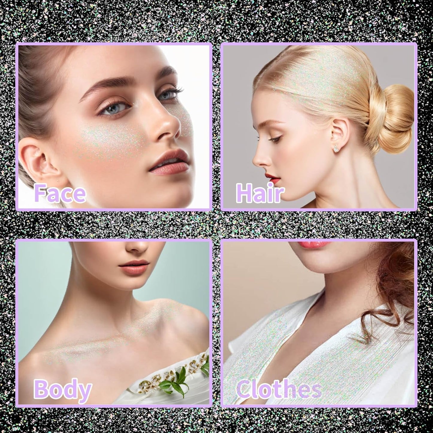 MEICOLY White Hair and Body Glitter Spray,25g/0.88OZ,Shinny Sparkle Glitter Spray for Clothes,Loose Shimmer Hairspray for Festival Rave Makeup/Stage Performance,Lightweight