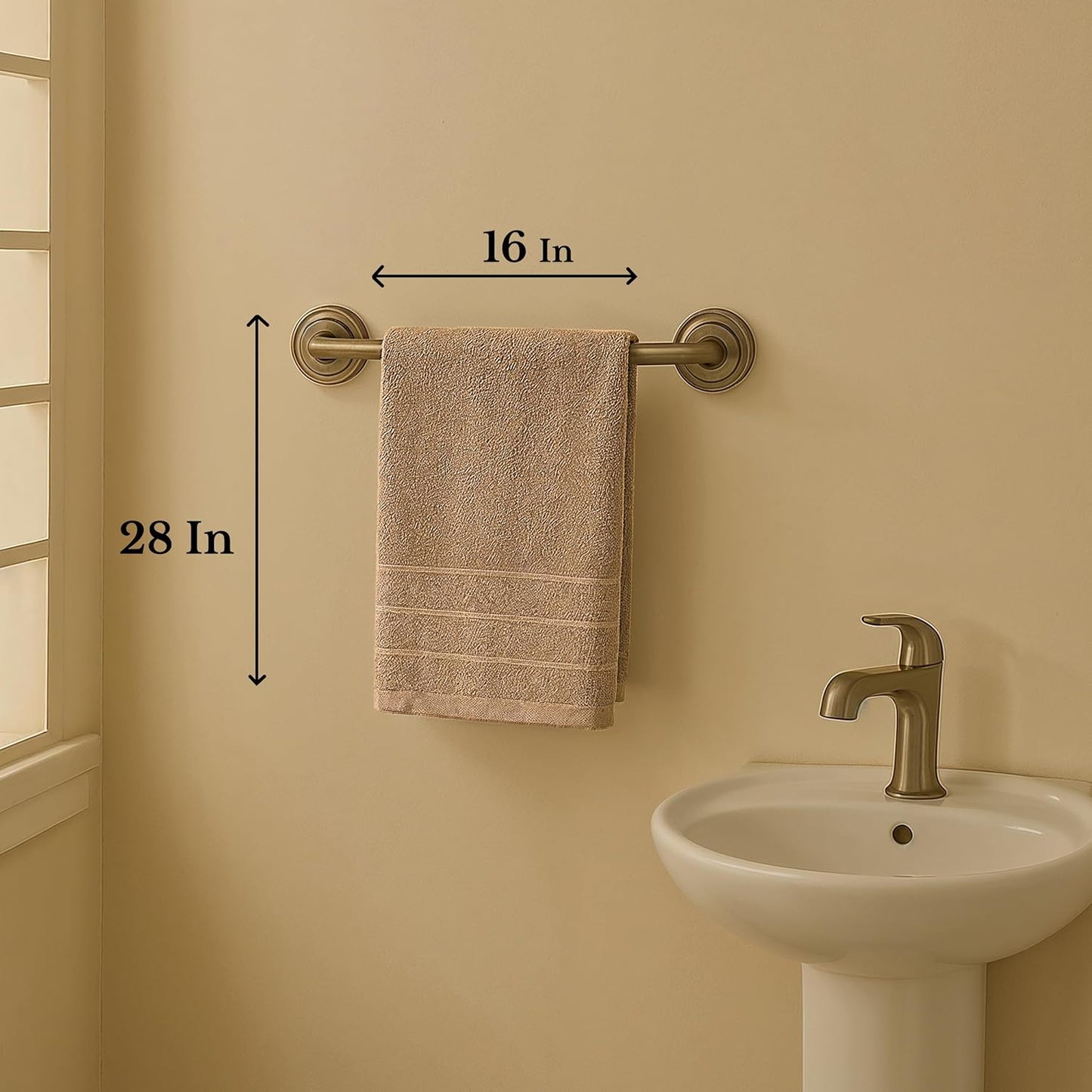 Casa Platino 6 Pack 100% Cotton Hand Towels (16"x28") - Ring Spun - Quick Dry, Soft & Absorbent Hand Towels Set of 6 - Hotel, Spa, Beauty, Gym, Bathroom - Remains Soft After Multiple Washes - Taupe