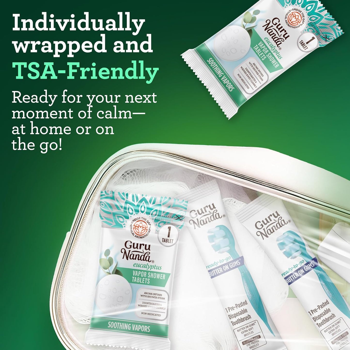 GuruNanda Eucalyptus Vapor Shower Tablets, Clean-Dissolving Aromatherapy Shower Steamers with Eucalyptus & Menthol, Promotes Relaxation, Ideal for Gifting, 10 Count