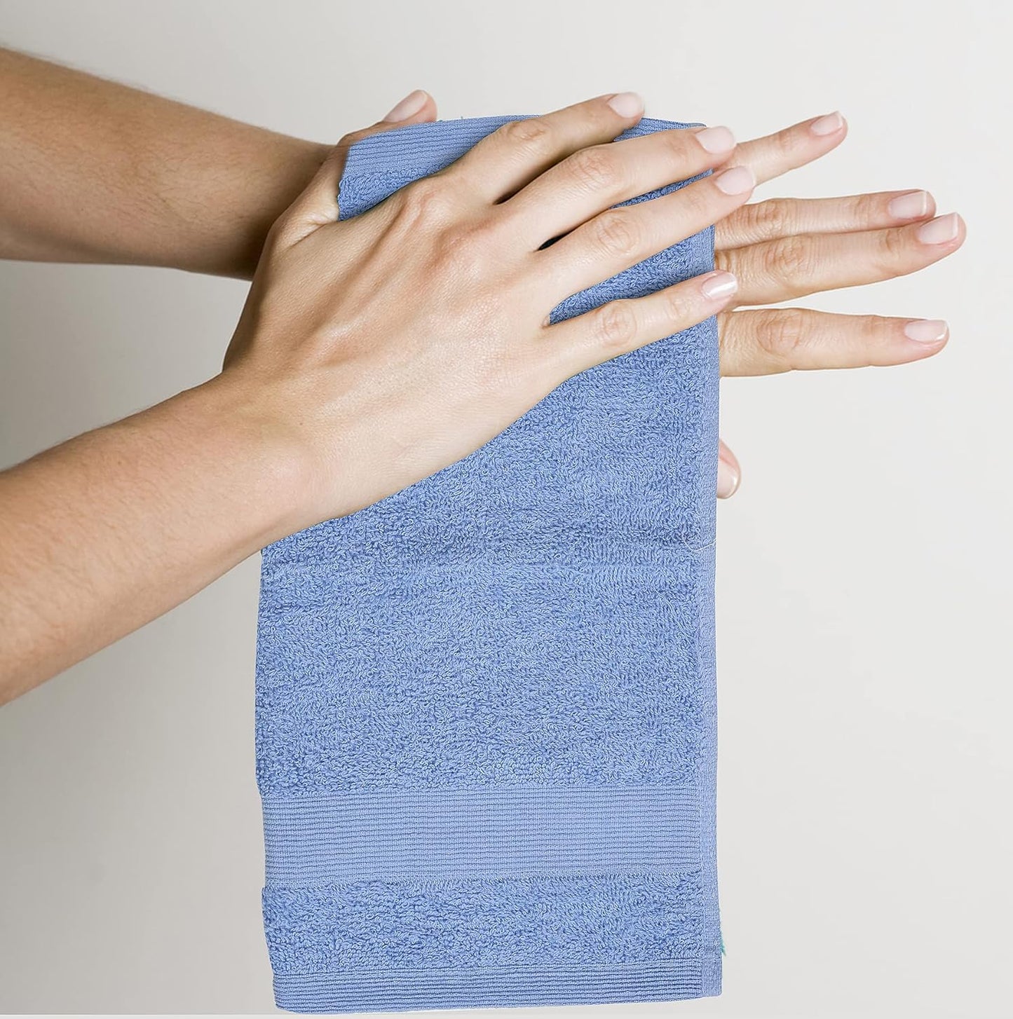 Premium Wash Cloths Pack of 12 (13" x 13") 100% Ring Spun Cotton | Luxury Washcloths | Ultra Soft Face Towels | Highly Absorbent Wash Cloths for face (Sky Blue)