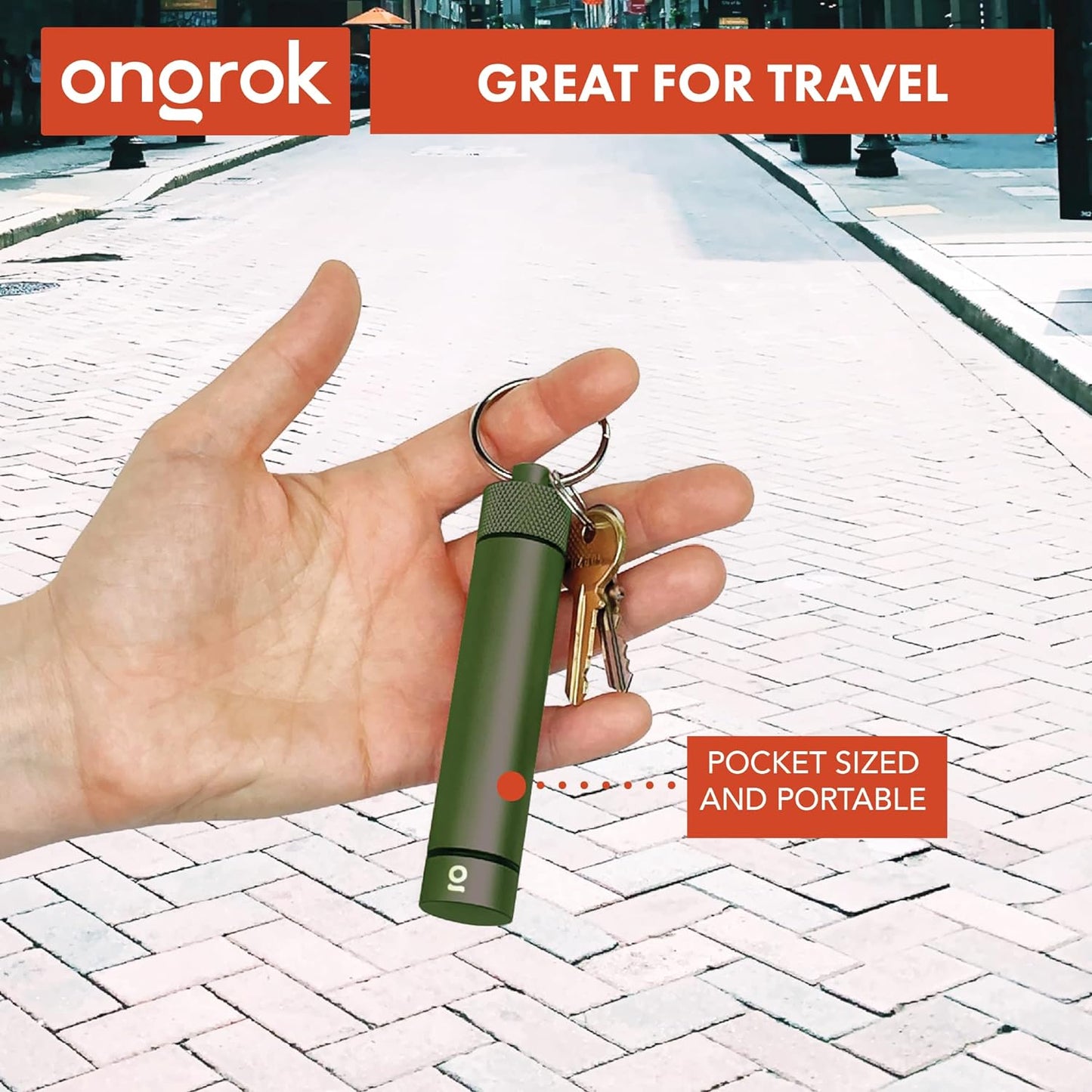 ONGROK Premium Storage Tube, Keychain, Pocket-Sized, Airtight, Aluminum Metal Holder and Case (Green)