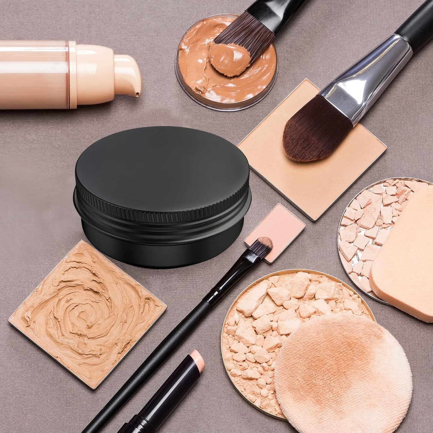 40 Pcs 1 Ounce Aluminum Tin Jars Containers Leak Proof Cosmetic Tin Jars Containers Round Screw Lids for Cosmetic, Salves, Balms, Lip Balm or Others, 30mL Black