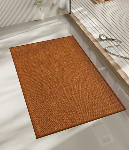 chakme Bathroom Rugs Mat 32x17, Ultra Thin Non Slip Bath Mat Quick Dry Absorbent Bath Mat for Bathroom Floor, (Orange, 32"x17")