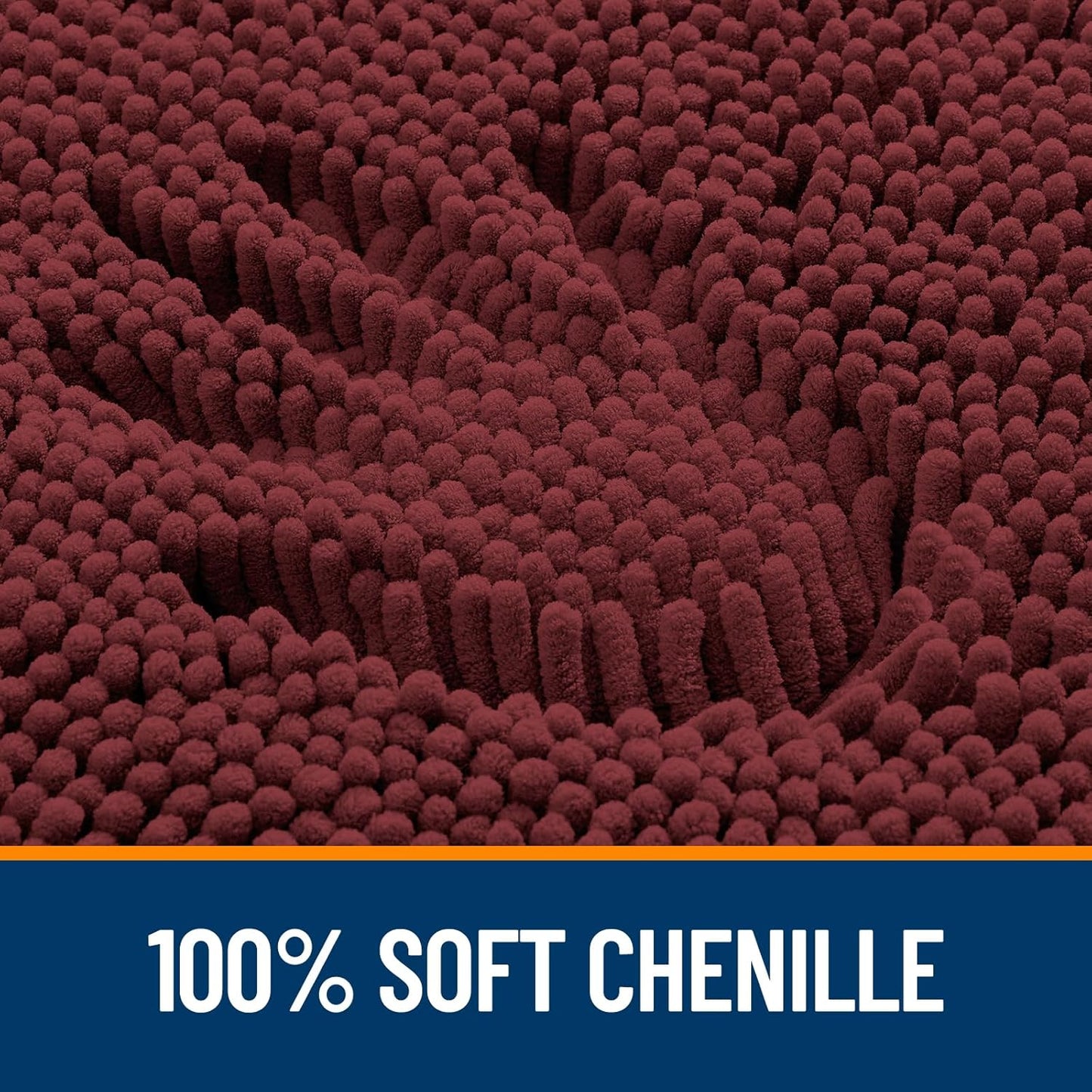 OLANLY Bathroom Rugs 44x24, Extra Soft Absorbent Chenille Bath Rugs, Rubber Backing Quick Dry, Machine Washable Bath Mats for Bathroom Floor, Tub and Shower, Home Decor Accessories, Andorra Red-Brown