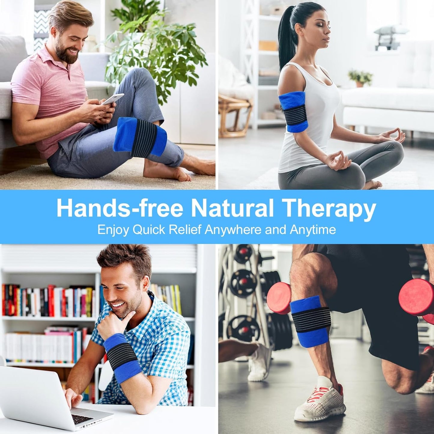 Reusable Gel Ice Packs for Injuries 2 Pack with Wrap, 6.3"x5.1", Hot Cold Soft Flexible Ice Freezer Pack, Cold Compress Therapy for Pain Relief, Surgery Recovery, Knee, Wrist, Ankle, Foot, Elbow, Shin