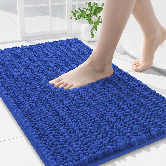 Arotive Luxury Chenille Bathroom Rug Mat, Extra Soft Thick Absorbent Shaggy Bath Rugs, Non-Slip Machine Wash Dry, Plush Bath Mats for Bathroom, Shower and Tub, 30x20, Dark Blue
