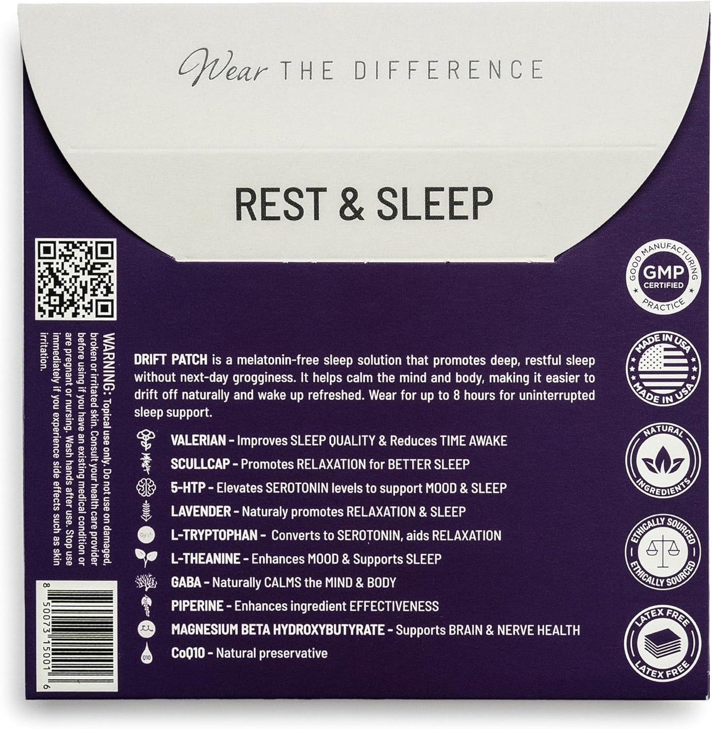 Drift Film Patches - Topical Sleep Patches for Rest & Relaxation - Patch with Valerian, GABA, and Lavender - Deep Natural Sleep - Long-Lasting Effect - 8 Pack