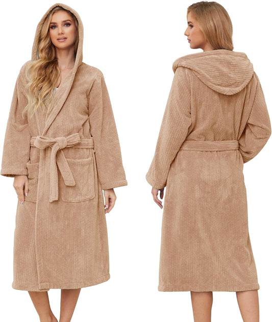 Hooded Bathrobes for Women, Soft Long Towel Robes for Women - Quick Dry yet Warm