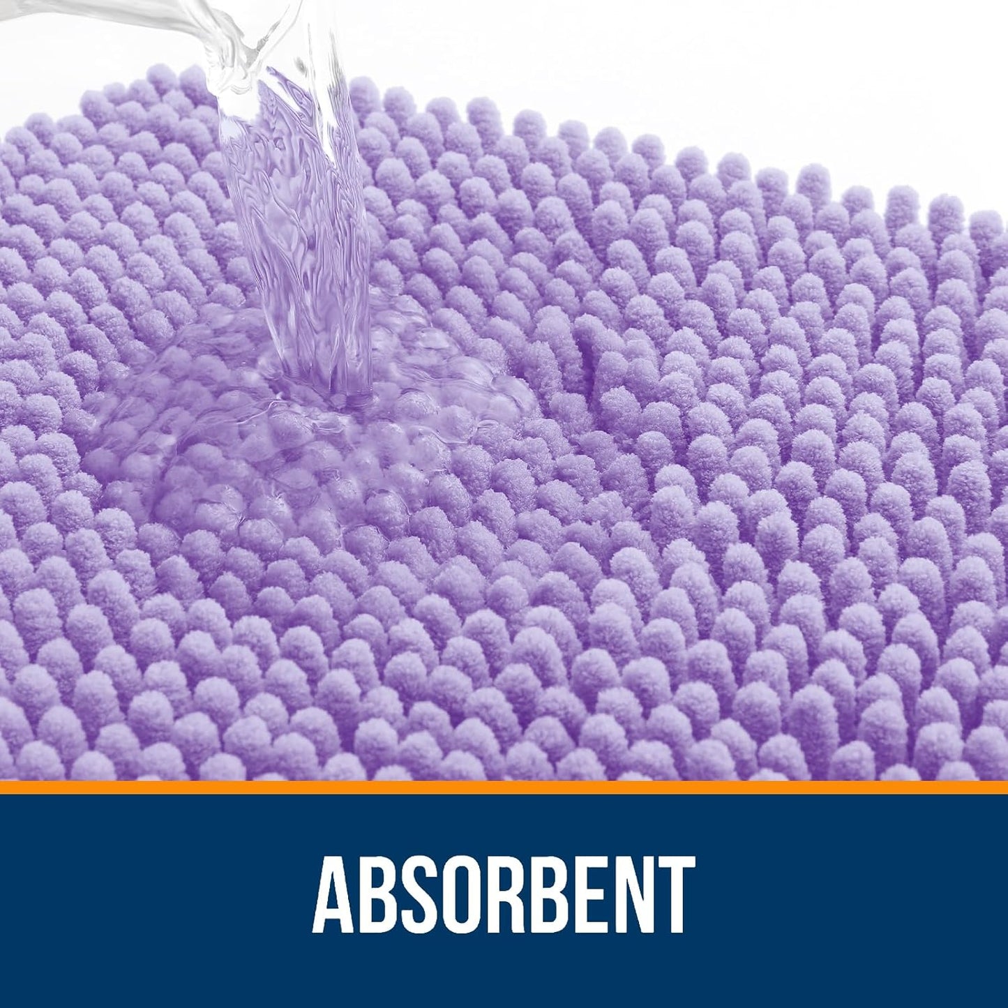 OLANLY Bathroom Rugs 47x20, Extra Soft Absorbent Chenille Bath Rugs, Rubber Backing Quick Dry, Machine Washable Bath Mats for Bathroom Floor, Tub and Shower, Home Decor Accessories, Lavender