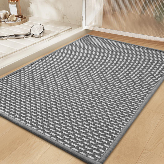 RESARE Non Slip Bath Mat - Machine Washable Bathroom Rugs, Super Absorbent Bath Mat Quick Dry Bathroom Mat, Bath Rugs Ultra Soft Rugs for Bathroom Floor, 20"x32" Dark Grey