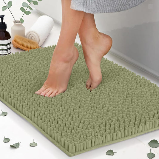 Chenille Bath Mats, Plush Absorbent Bath Mats Quick Dry, Soft & Machine Washable, Non Slip Carpet for Bathroom, Thick Bathroom Rugs, Shower Restroom Rug Mat, Alfombras De Baño, Bathrugs Matts,34"x21"