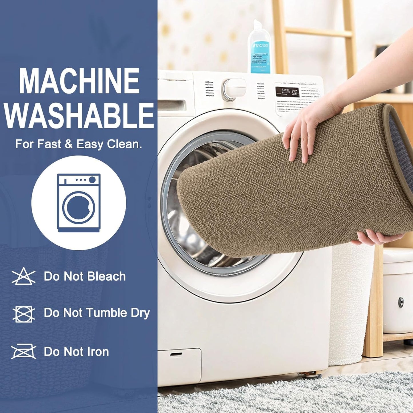 OLANLY Thick Memory Foam Bath Mat Rug 30x20, Extra Soft Absorbent Bathroom Rug, Quick Dry Bath Mats, Non-Slip, Machine Washable Carpet for Bathroom, Tub and Shower, Home Decor Accessories, Tan