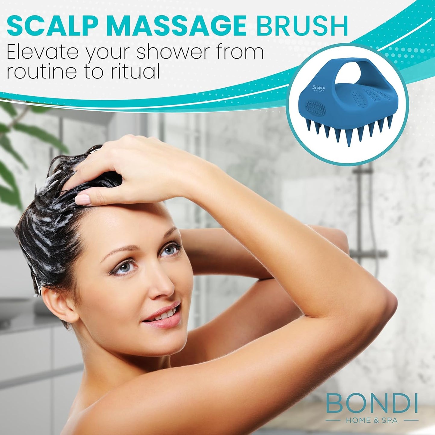 BONDI HOME & SPA - Hair Scalp Massager - Shampoo Brush for Scalp-Care - Promotes Healthy Hair Growth - Premium Silicone Scalp Brush to Exfoliate & Refresh