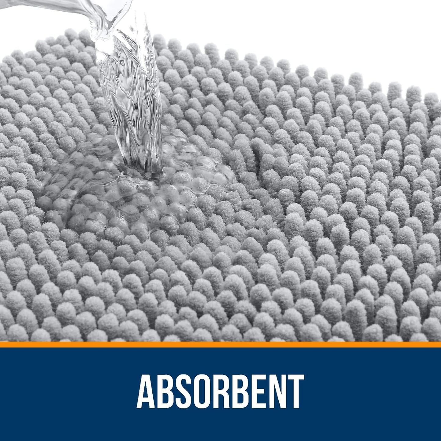 OLANLY Bathroom Rugs 59x20, Extra Soft Absorbent Chenille Bath Rugs, Rubber Backing Quick Dry, Machine Washable Bath Mats for Bathroom Floor, Tub and Shower, Home Decor Accessories, Light Grey