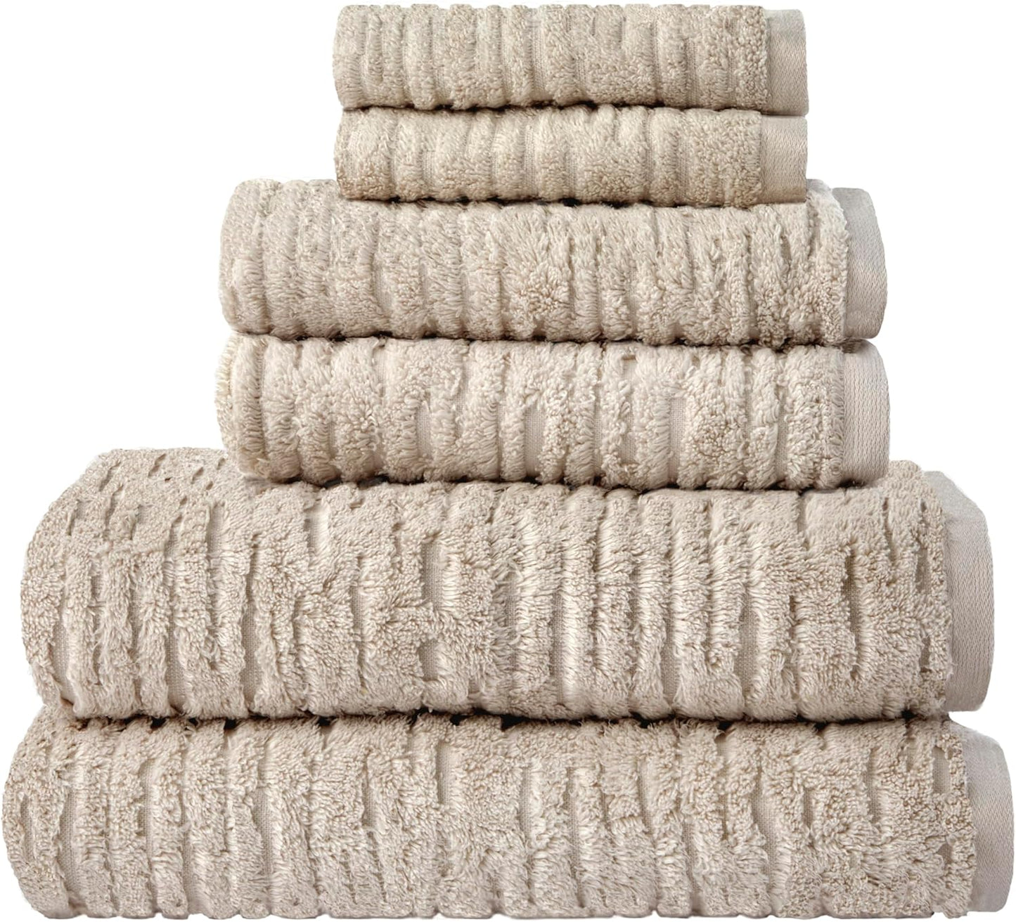 SKL Home CloudSoft Cotton Luxury 6-Piece Towel Set, Oatmeal