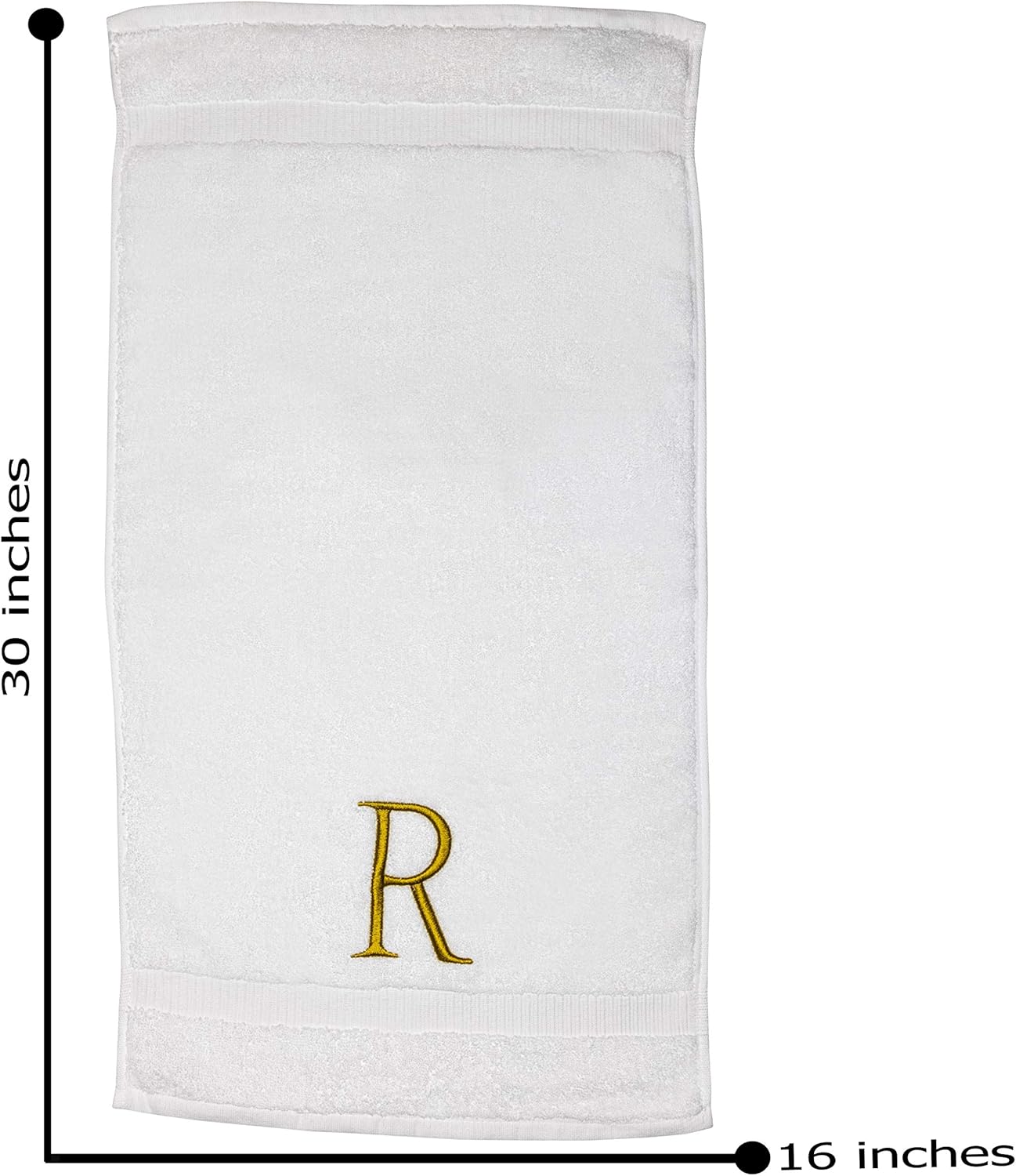 Monogrammed Hand Towels for Bathroom - Luxury Hotel Quality Personalized Initial Decorative Embroidered Bath Towel for Powder Room, Spa - GOTS Organic Certified - Set of 2 Gold Letter R