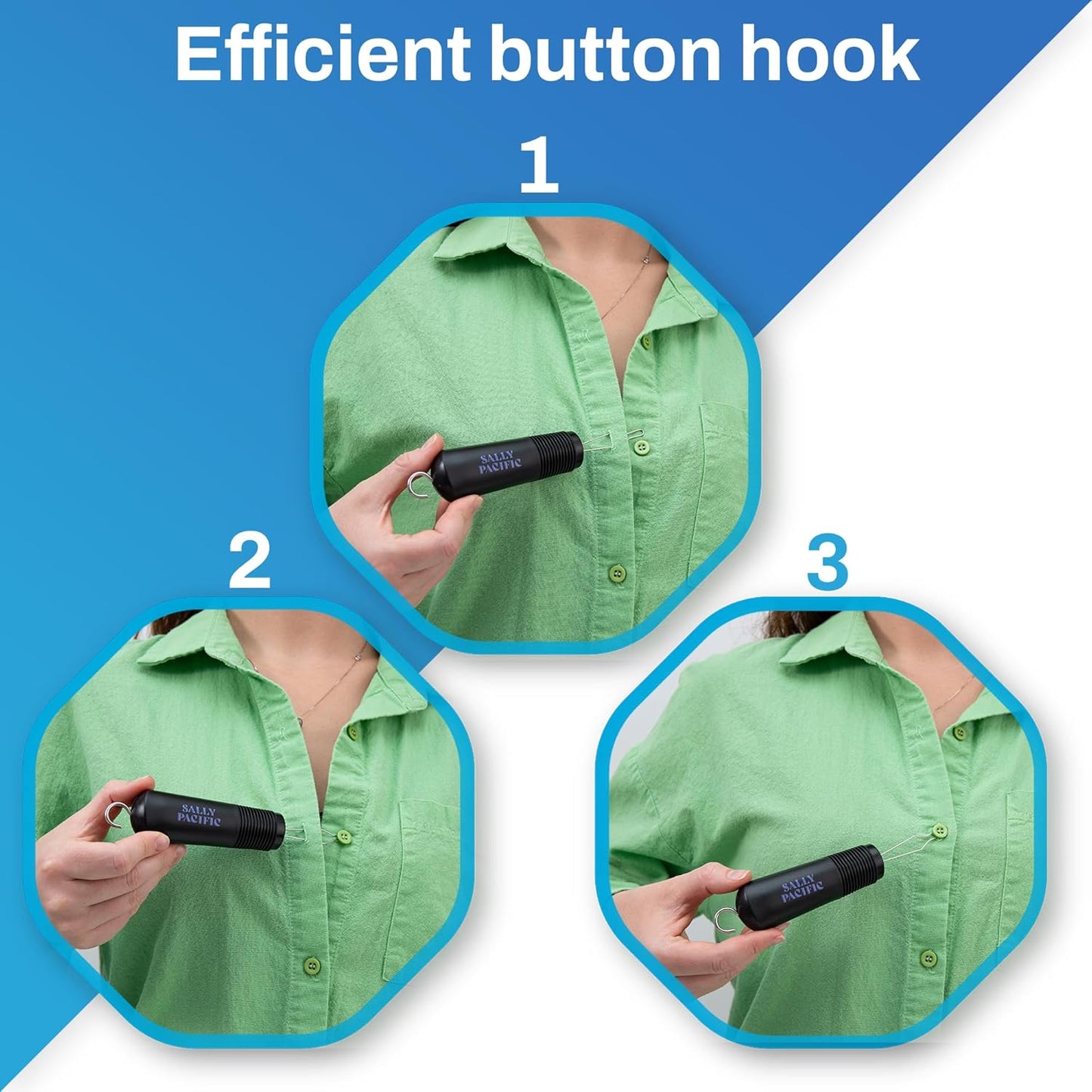 Button Hook & Zipper Pull - Button Assist Device & Helper Tool for Shirt & Coat Buttoning - One Hand Dressing Aids - Gift for Disabled, Handicapped & Seniors
