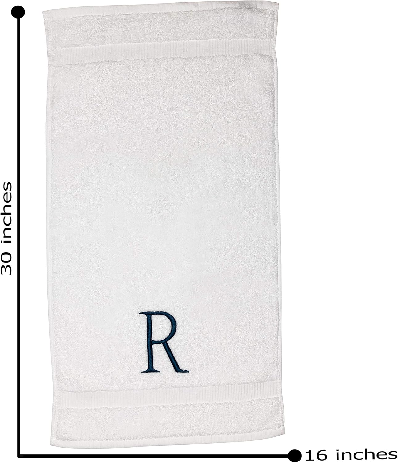 Monogrammed Hand Towels for Bathroom - Luxury Hotel Quality Personalized Initial Decorative Embroidered Bath Towel for Powder Room, Spa - GOTS Organic Certified - Set of 2 Navy Letter R