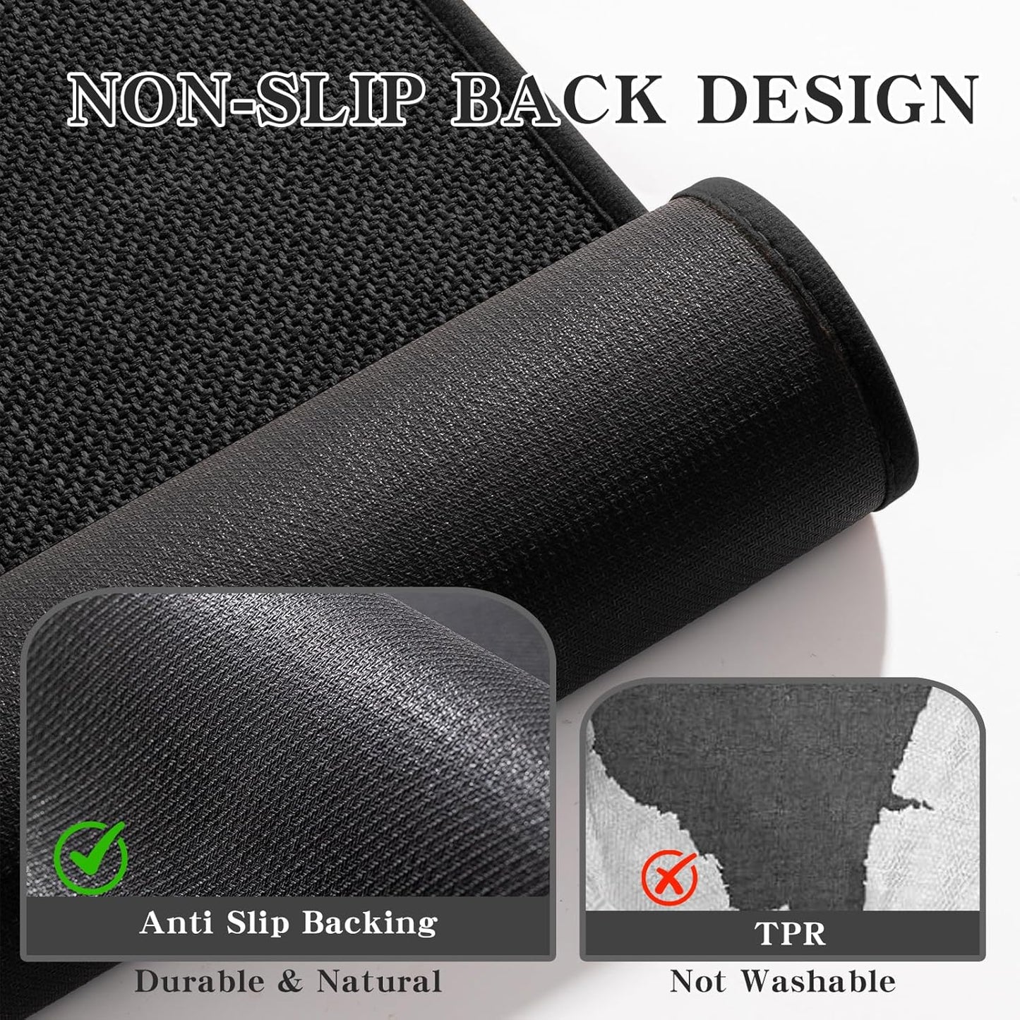 chakme Bathroom Rugs Mat 32x17, Ultra Thin Non Slip Bath Mat Quick Dry Absorbent Bath Mat for Bathroom Floor, (Black, 32"x17")