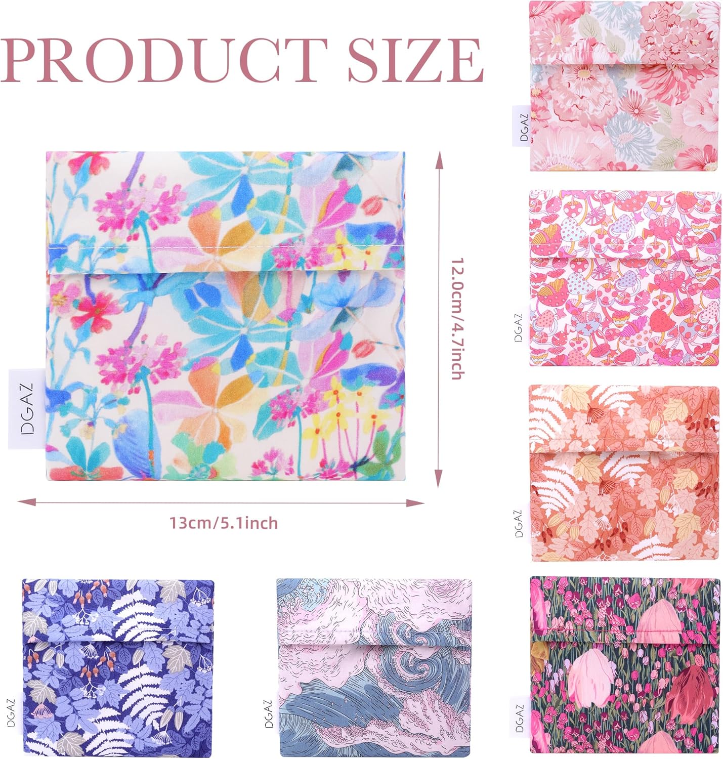 DGAZ Sanitary Napkin Storage Bag, Period Bag for Teen Aged Girls, Portable Period Bag for Panty Liners/Menstrual Cup/Small Tampons，Mini Makeup Bag for Purse(Emerald White)