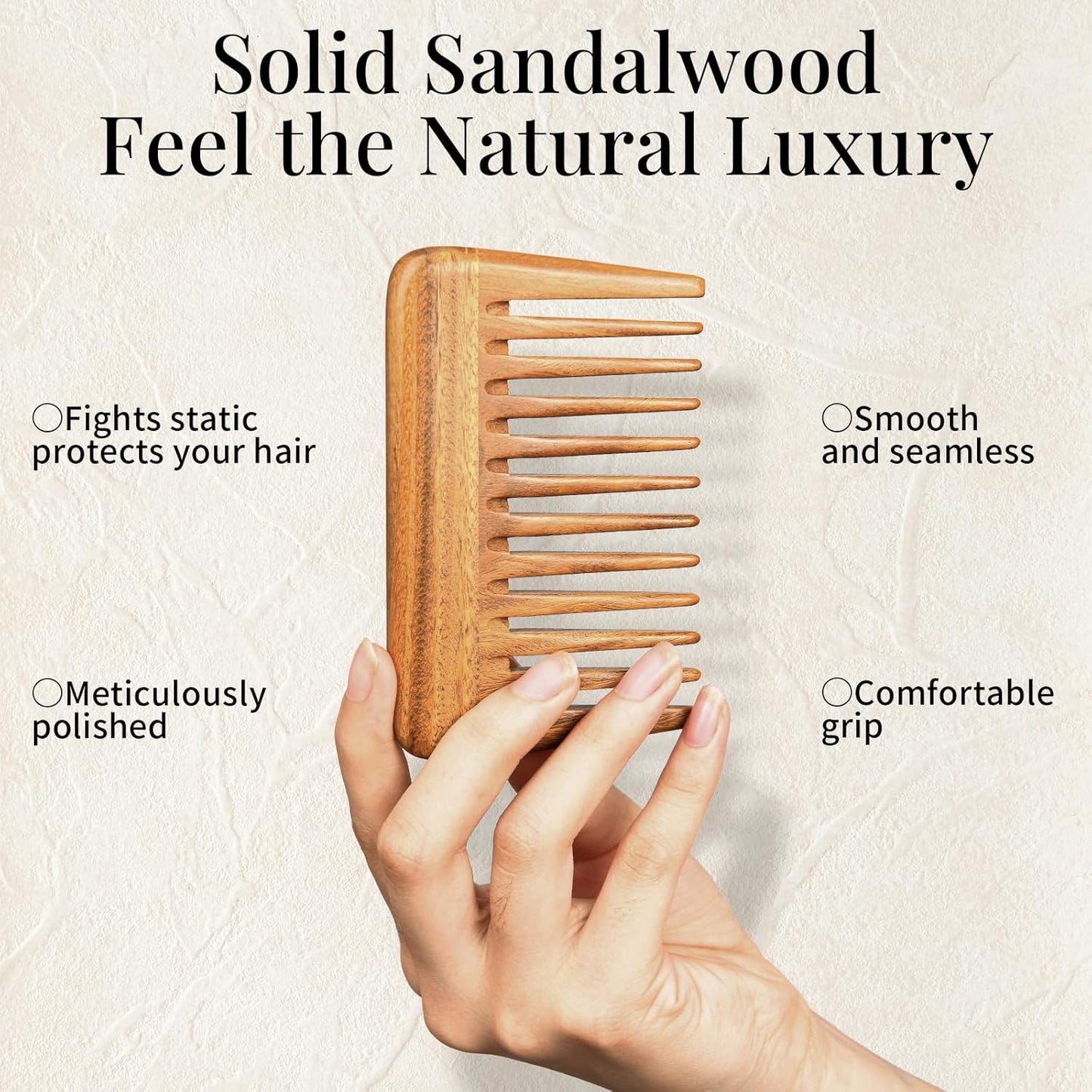 Onedor Handmade 100% Natural Green Sandalwood Hair Combs -Anti-Static Sandalwood Scent Natural Hair Detangler Wooden Comb (Extra Wide Tooth Mini Pocket Comb)