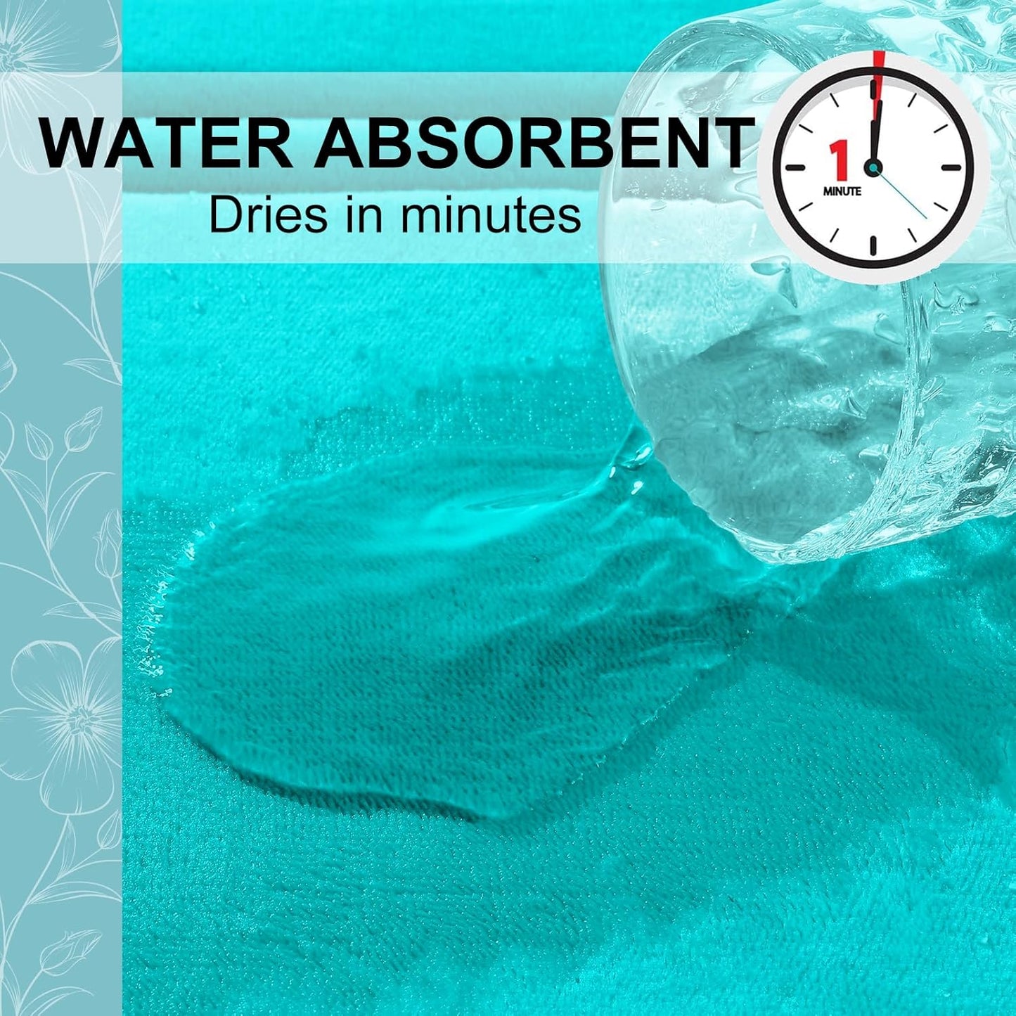 Grandaily Memory Foam Bath Mat Rug 36x24, Ultra Soft, Non-Slip and Absorbent Bathroom Rugs, Machine Wash Dry, Comfortable Bath Carpet for Bathroom Floor, Tub and Shower, Teal