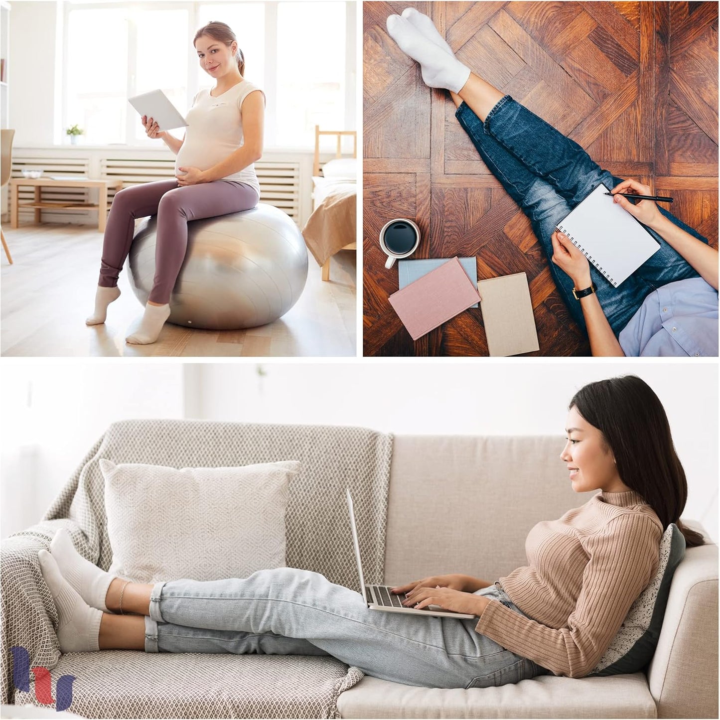 Hugh Ugoli Women's Cotton Diabetic Ankle Socks, Wide, Loose, Stretchy, Seamless Toe, Non Binding Top Semi Cushion, 3-6 Pairs