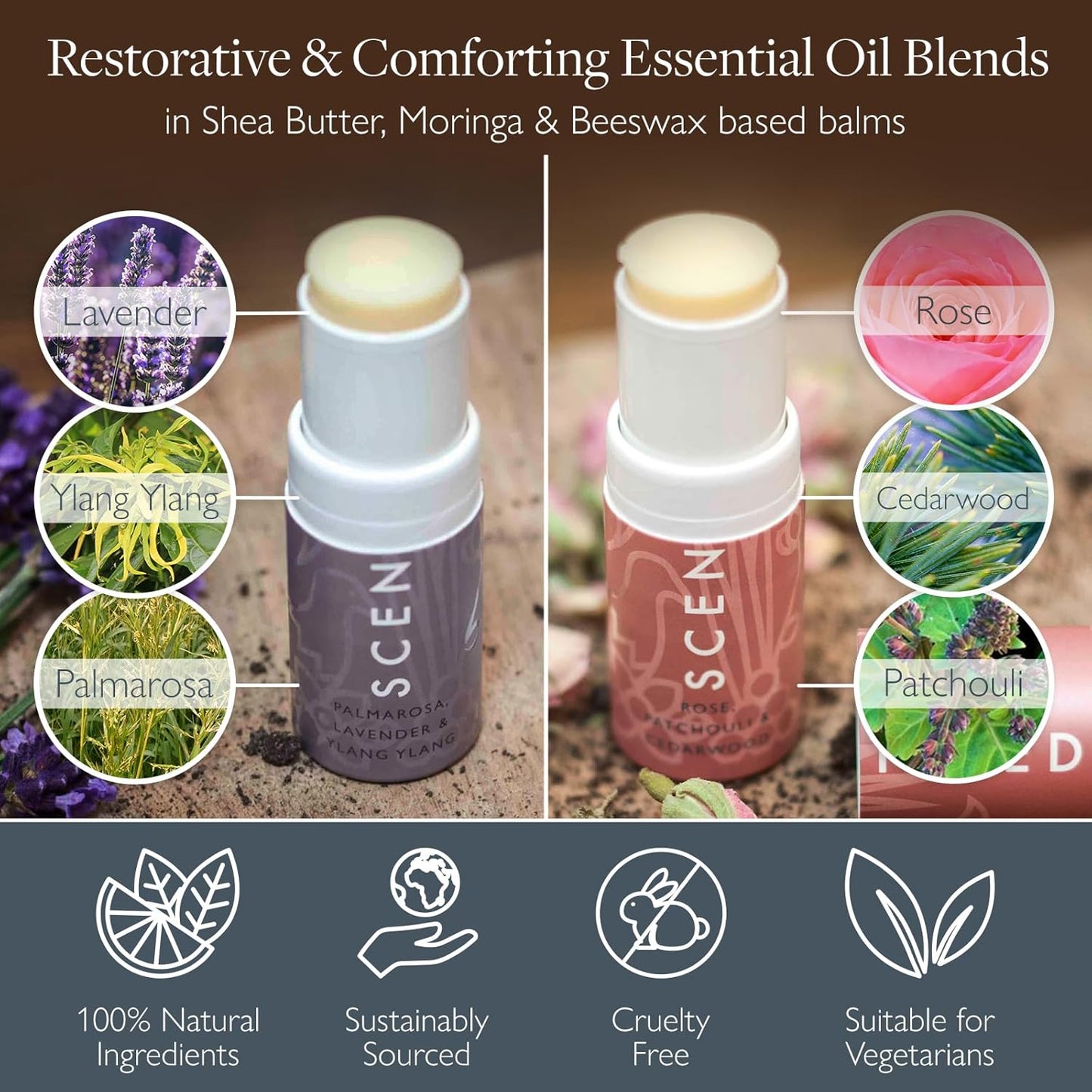 Scentered Aromatherapy Balm Stick Duo for Sleep & Emotional Balance - Roll On Essential Oil Blends of Rose, Lavender, Ylang Ylang - Aromatherapy Gifts for Women - Sleep Well & Love