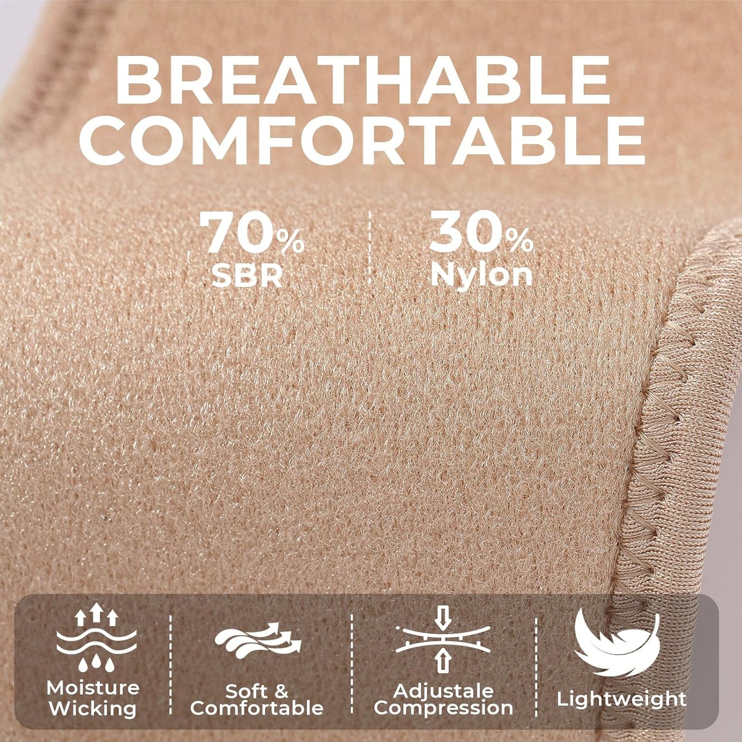 NeoTech Care Wrist Band - Elastic & Breathable Fabric - Adjustable Compression Strap - Men, Women, Right or Left - Support Wrap for Protection or Sports (Beige Color, Size L, 1 Unit)