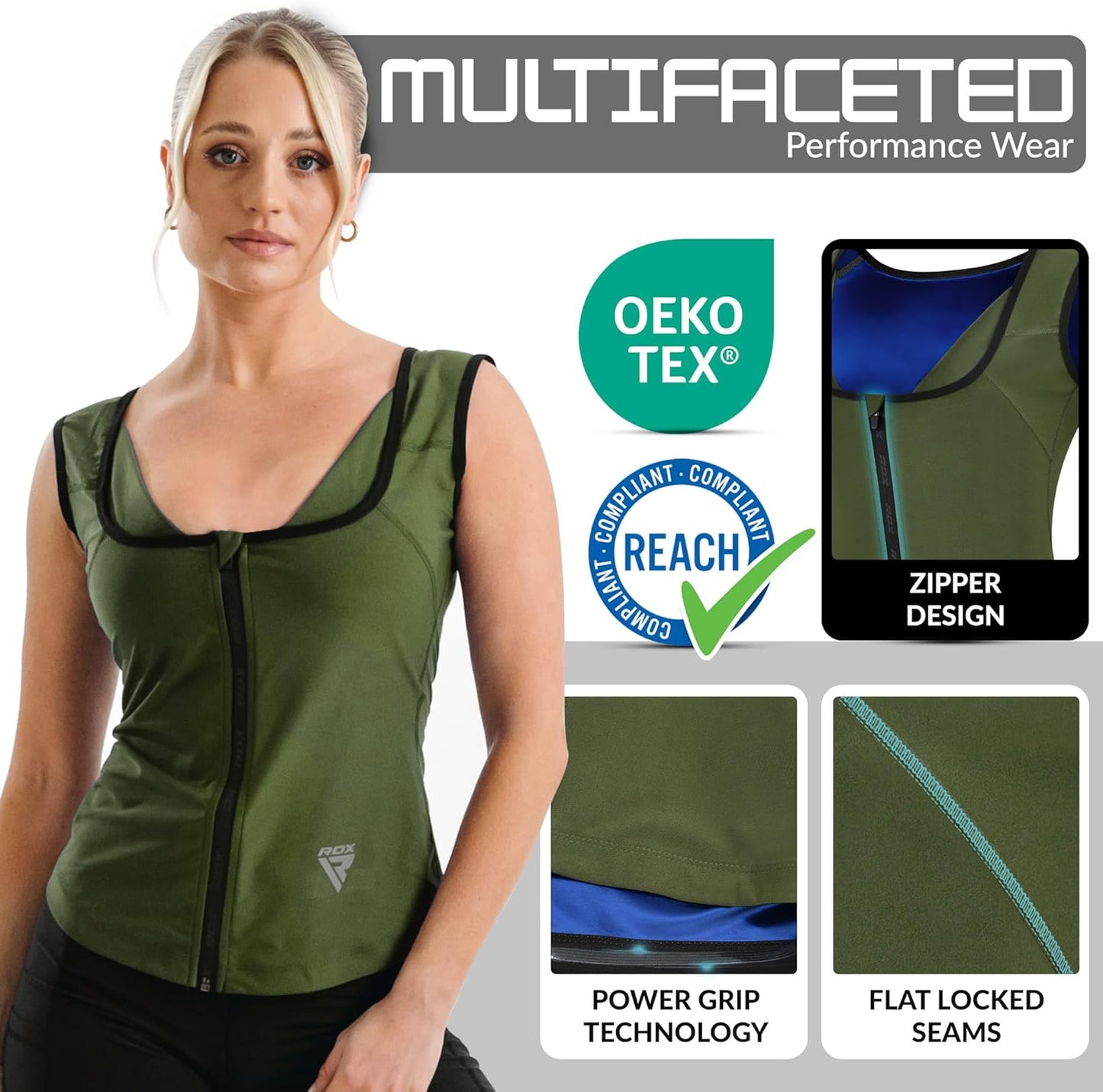 RDX Women’s Sauna Vest Heat Trapping Sweat Waist Trainer - Reach Oeko TEX 100 Certified Body Shaper
