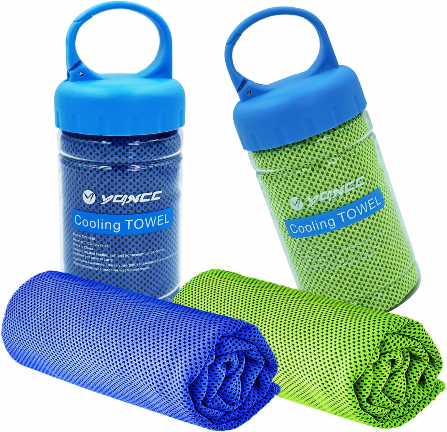 YQXCC Cooling Towel | 2 Pack 47"x12" | Ice Cool for Neck | Soft Breathable Microfiber Chilly | for Yoga, Golf, Gym, Camping, Running, Workout & More Activities