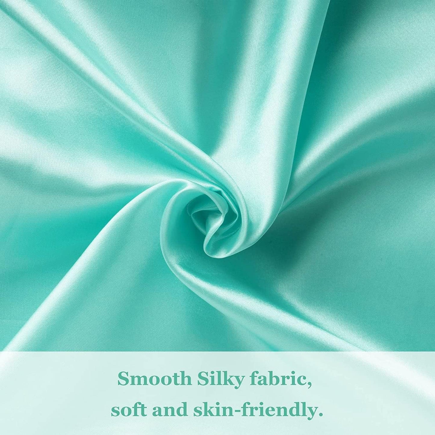 Juwenin Bedding,Super Soft and Luxury Silky Satin Pillowcase with Zipper (Silky Satin Pillow Case for Hair) Set of 2 (Aqua, Standard(20''x26''))