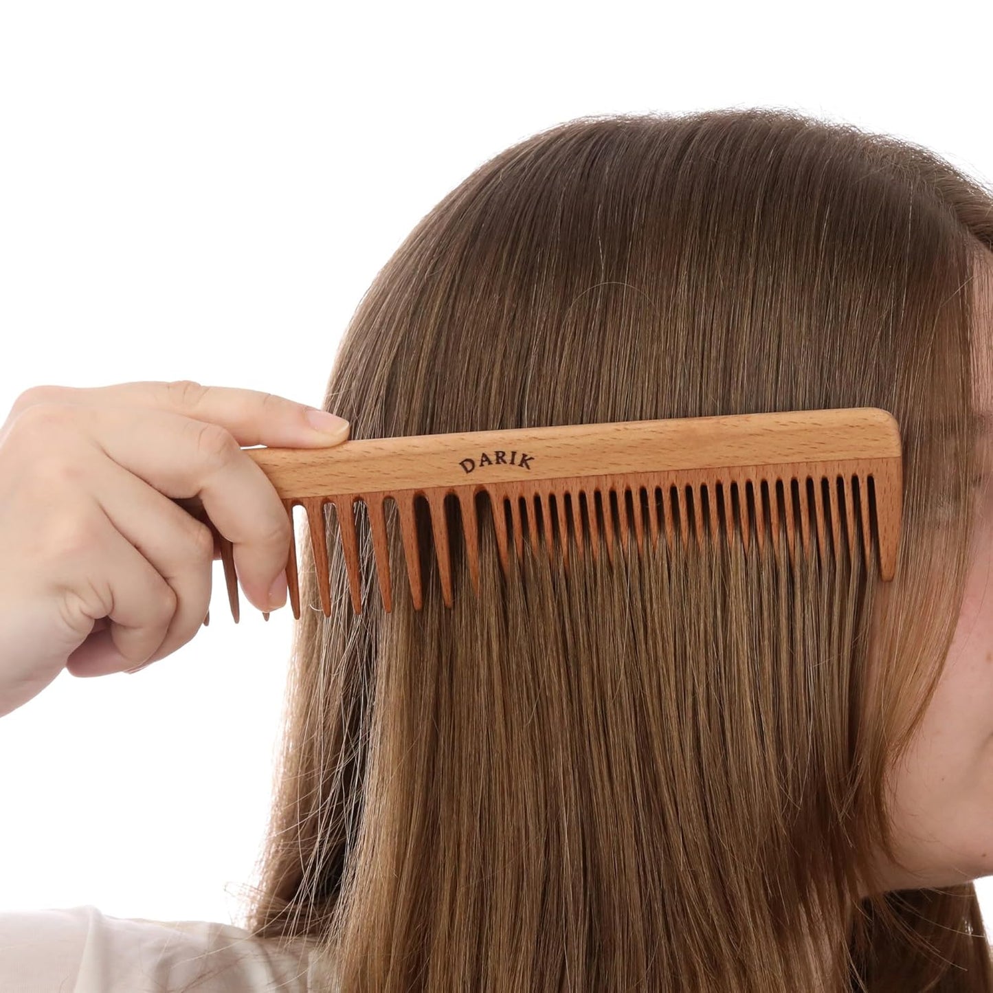 Wide Tooth Wooden Comb Handmade - Natural Vintage Style Wide Tooth Comb for Curls Gentle Styling - Anti-Static Wood Hair Combs For Women Detangling (Sparse and Dense Tooth)