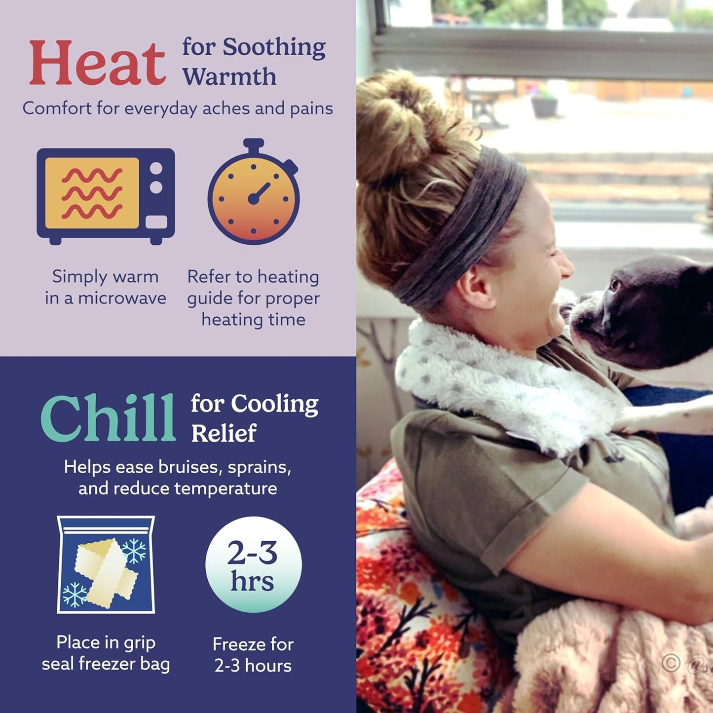 warmies Microwavable Neck & Shoulder Wrap - Heating & Cooling Plush Pad for Calming Relaxation - Weighted & Heated Neck Warmer with Scented Lavender - Microwave Heat Pad for Aches & Pain – Snowy