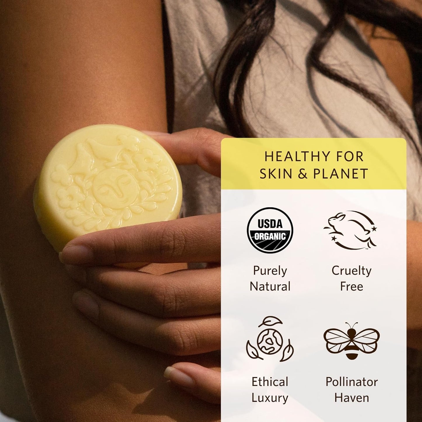 Moon Valley Organics Herbal Lotion Bar in Lemon Vanilla, Moon Melt Bar, Calendula and Comfrey, Beeswax, Heal and Restore Chapped Skin, Soothing