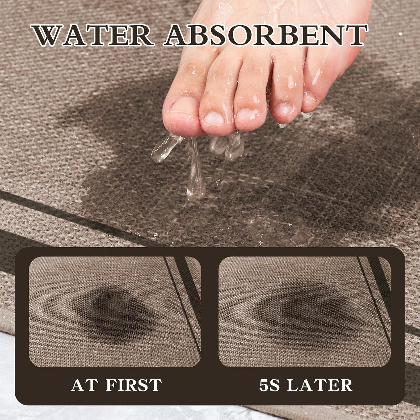 chakme Bathroom Rugs Mat 24x17, Ultra Thin Non Slip Bath Mat Small Quick Dry Absorbent Bath Mat for Bathroom Floor, (Dark Beige, 24"x17")