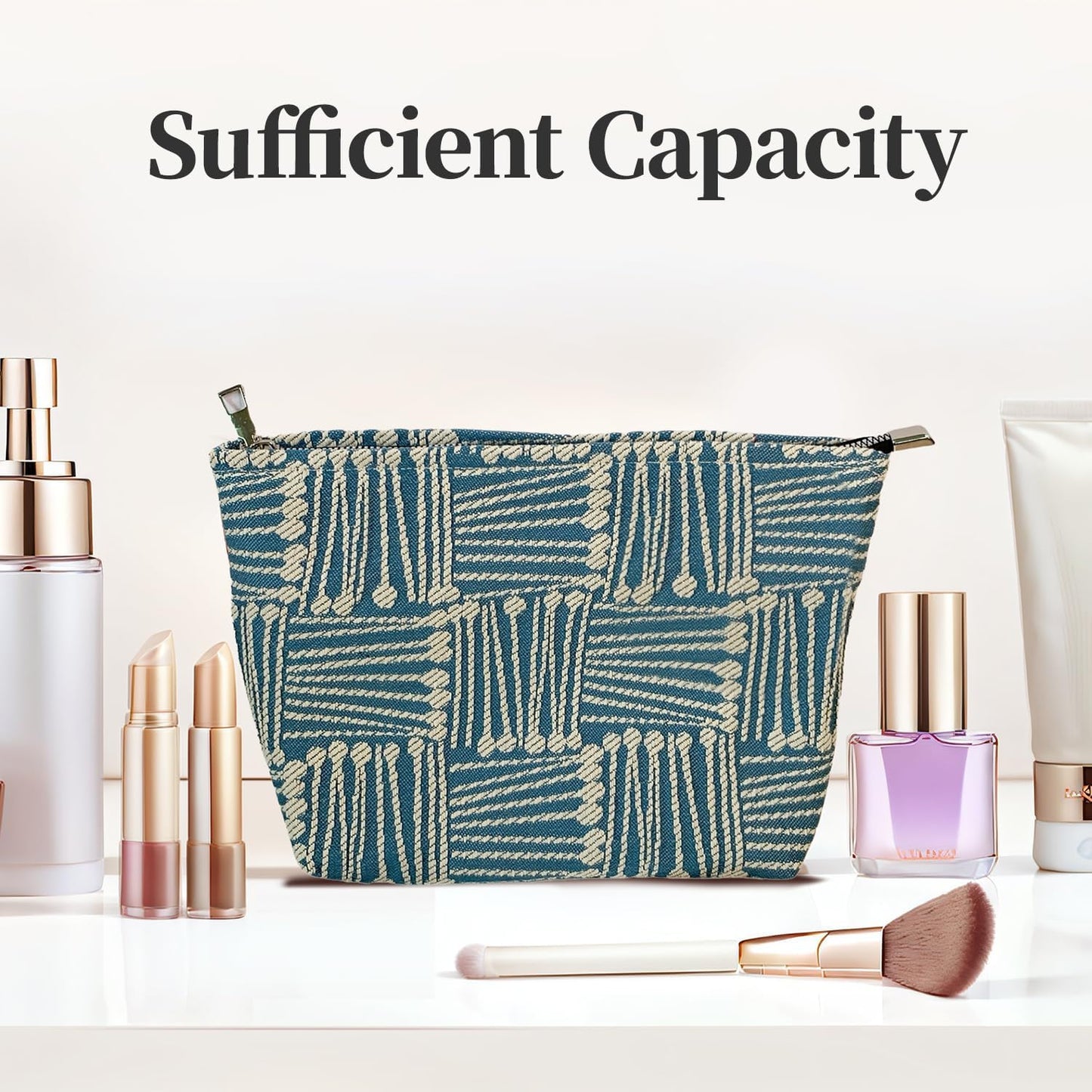 Makeup Bag for Women, Creative Cosmetic Bag, Large Zipper Pouch(10.6" * 7.1" * 2.8"), Aesthetic Make Up Bag for Purse, Perfect for Storing Makeup And Accessories, Makeup Bag for Daily Travel Gifting