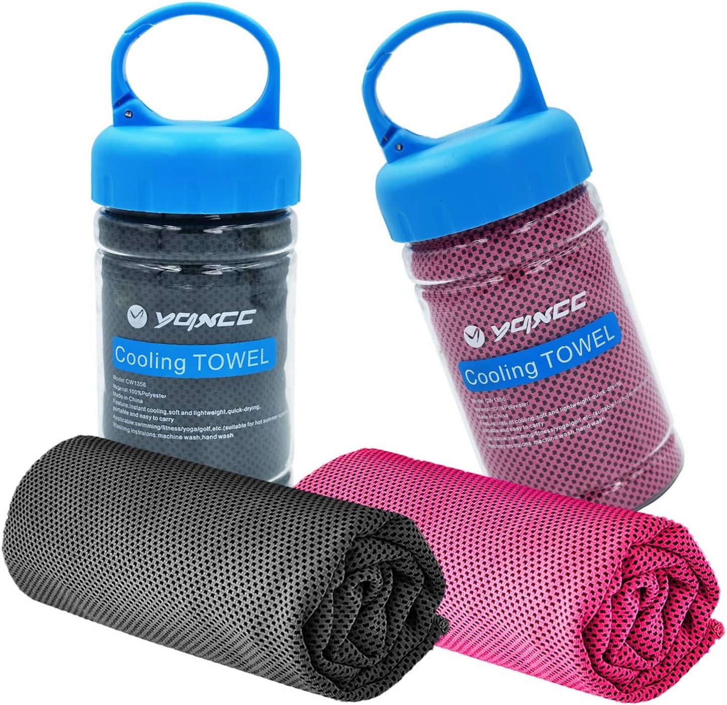 YQXCC Cooling Towel | 2 Pack 47"x12" | Ice Cool for Neck | Soft Breathable Microfiber Chilly | for Yoga, Golf, Gym, Camping, Running, Workout & More Activities